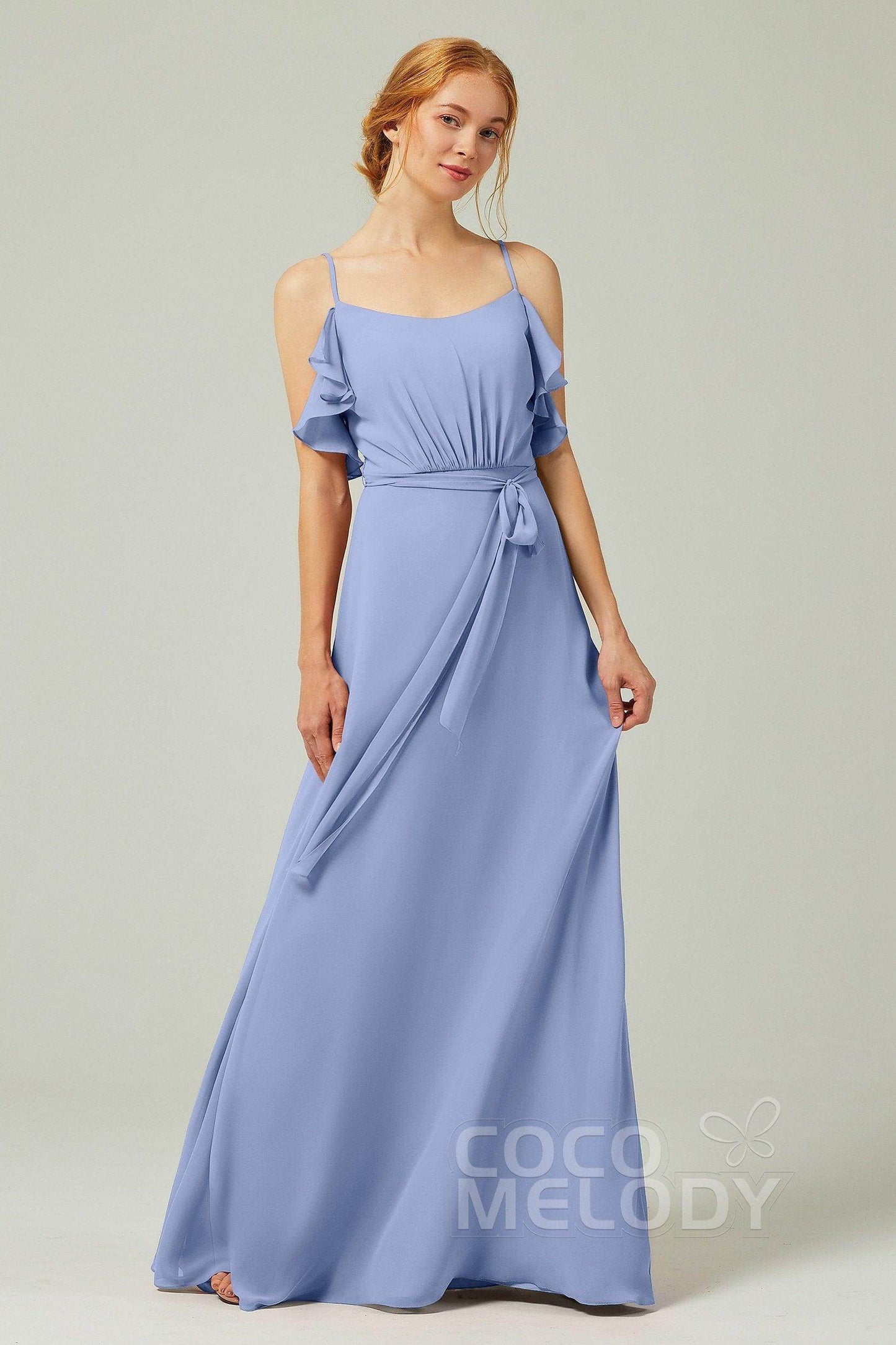 A-Line Floor Length Chiffon Bridesmaid Dress CB0299 - COCOMELODY