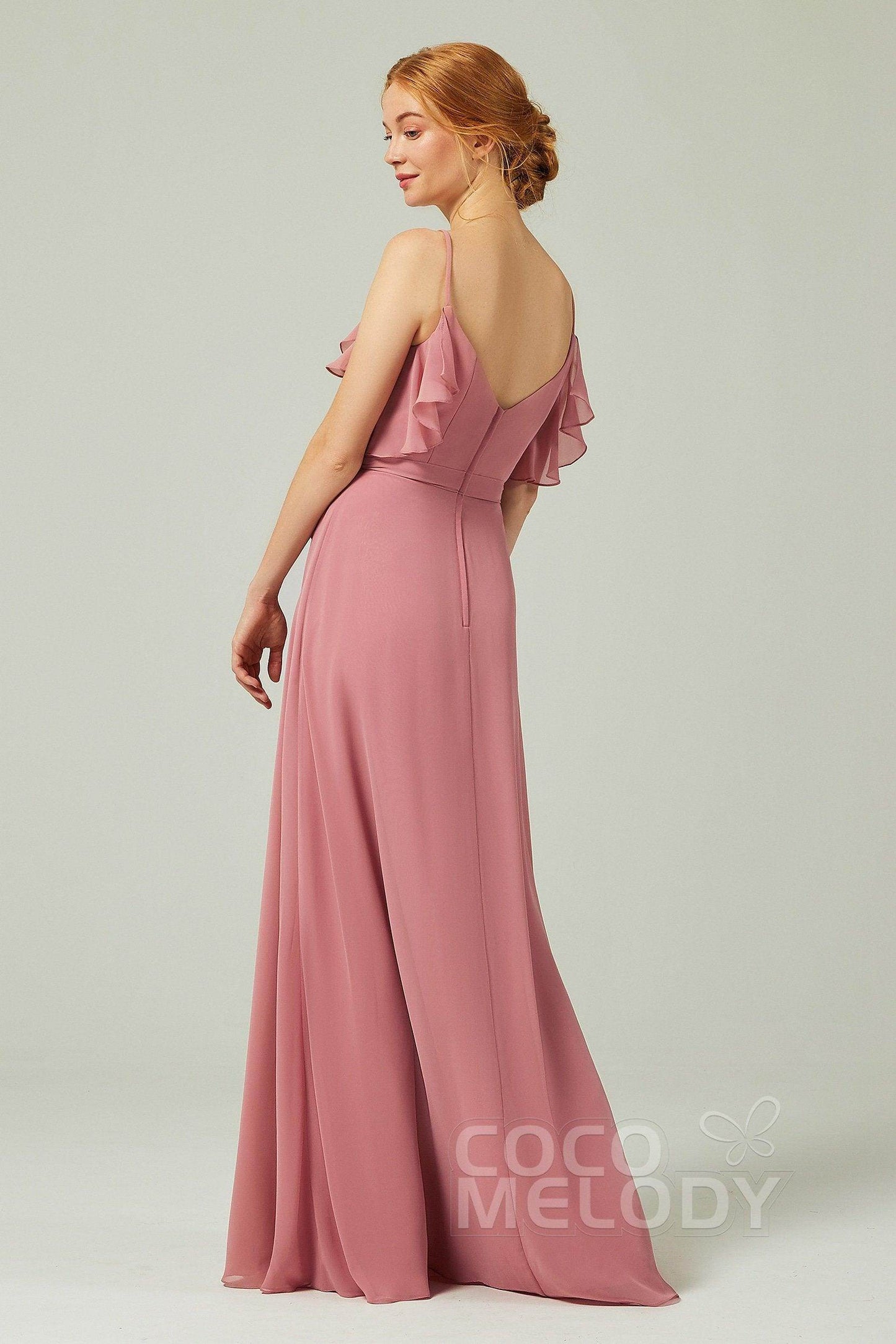 A-Line Floor Length Chiffon Bridesmaid Dress CB0299 - COCOMELODY