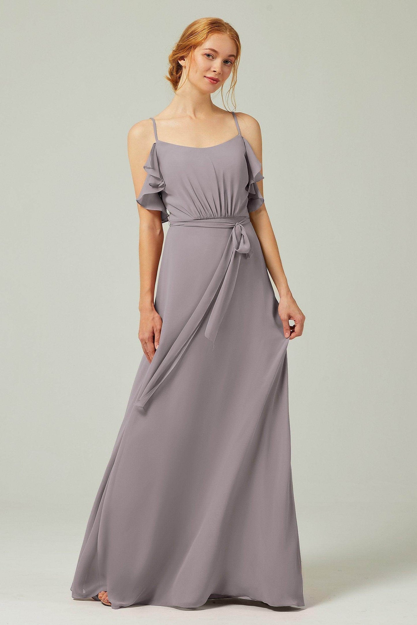A-Line Floor Length Chiffon Bridesmaid Dress CB0299 - COCOMELODY