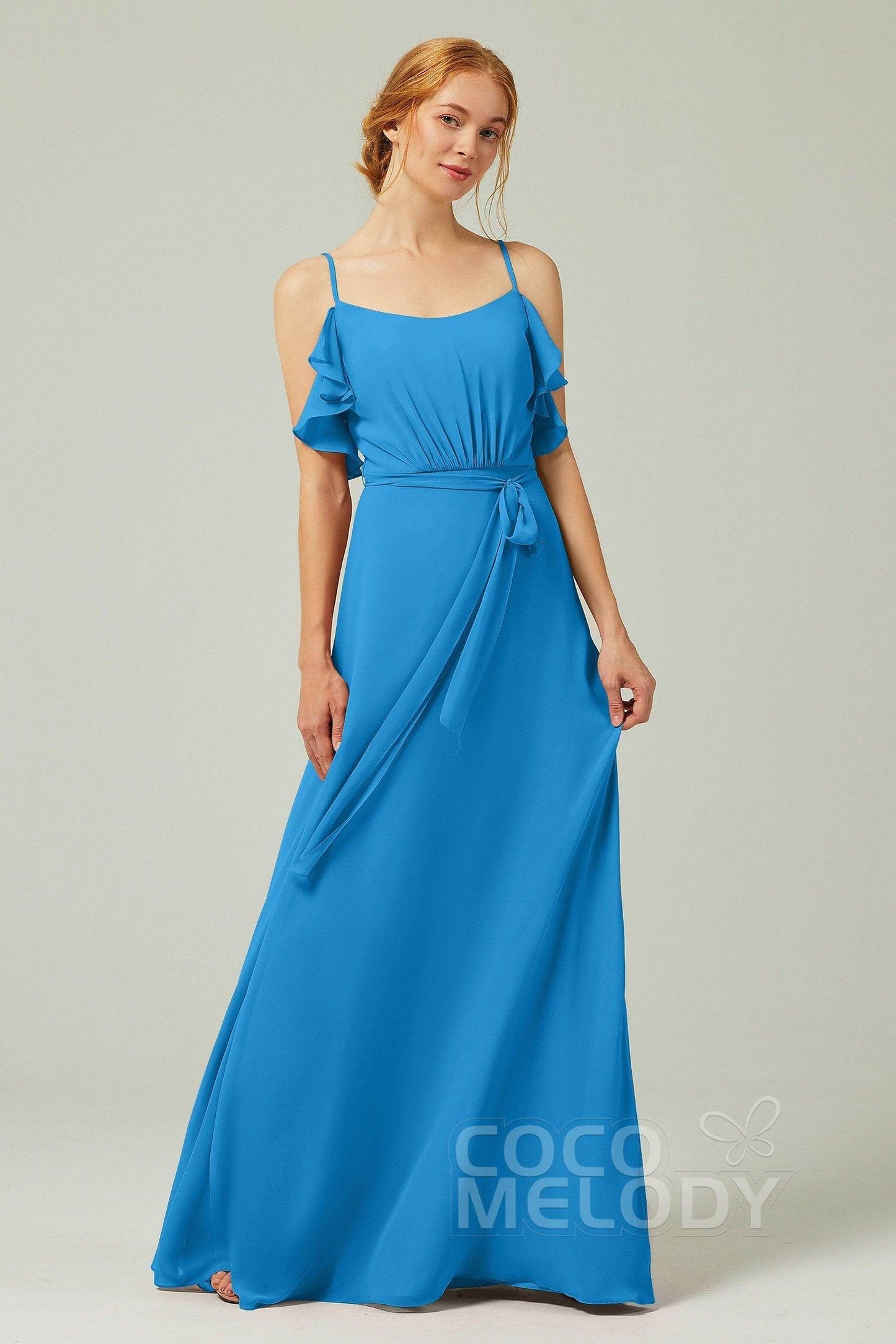 A-Line Floor Length Chiffon Bridesmaid Dress CB0299 - COCOMELODY