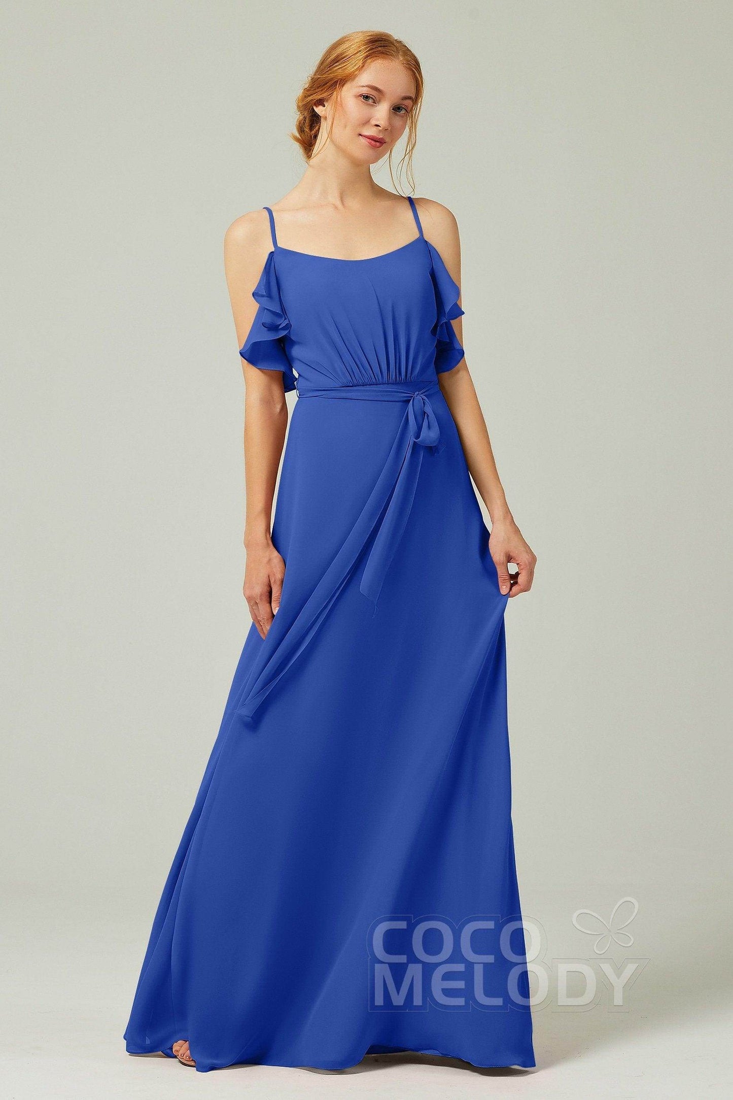 A-Line Floor Length Chiffon Bridesmaid Dress CB0299 - COCOMELODY