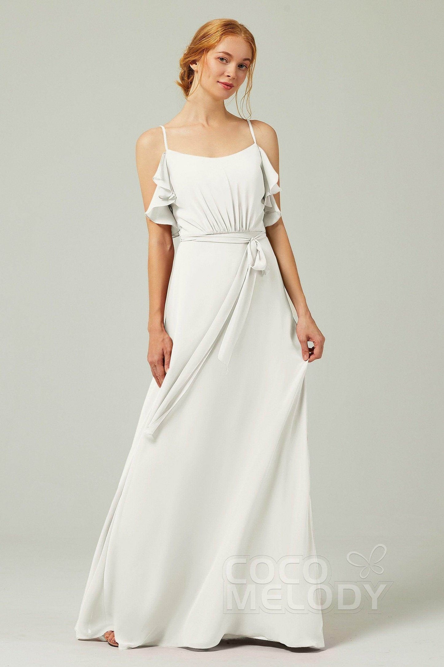 A-Line Floor Length Chiffon Bridesmaid Dress CB0299 - COCOMELODY