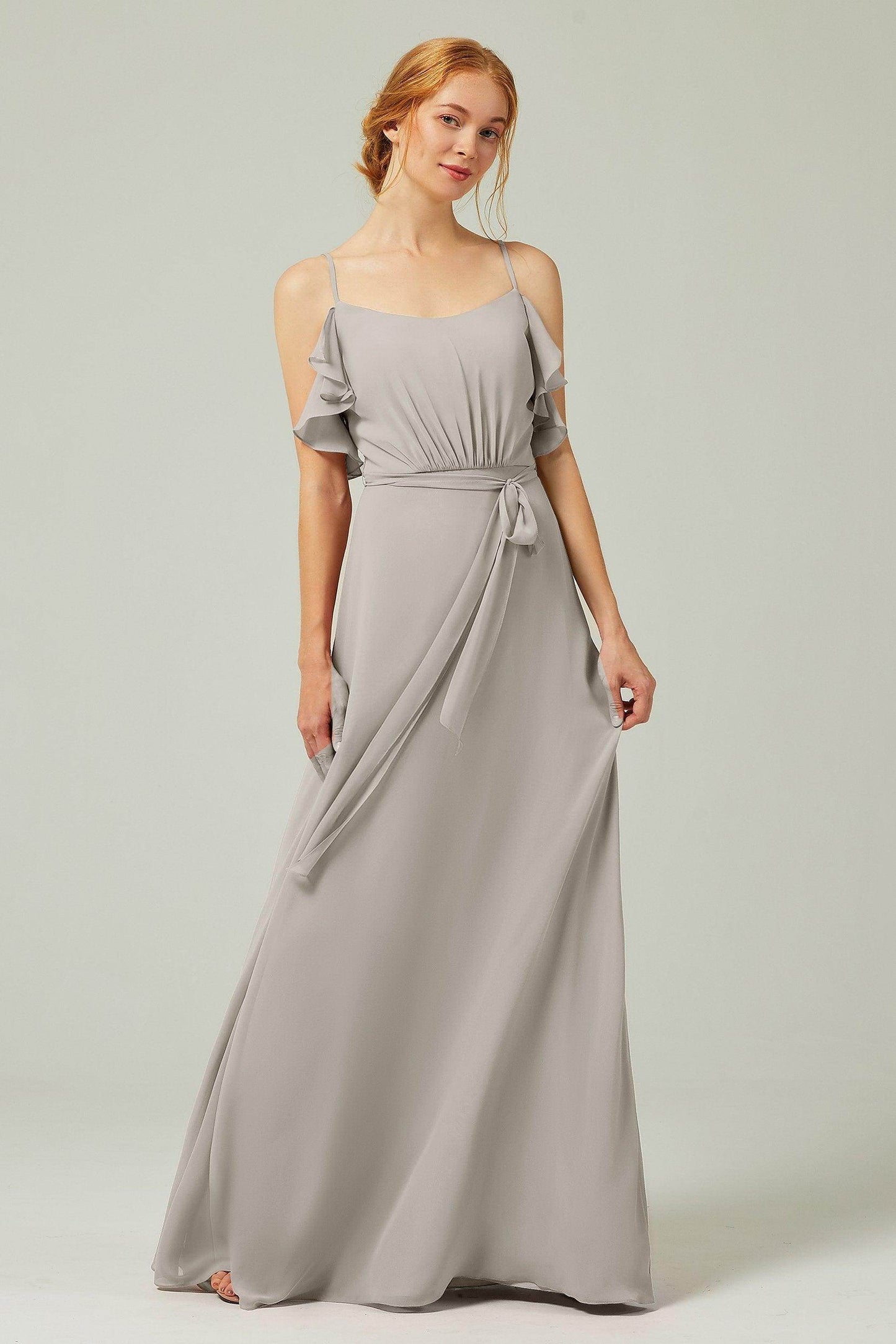 A-Line Floor Length Chiffon Bridesmaid Dress CB0299 - COCOMELODY