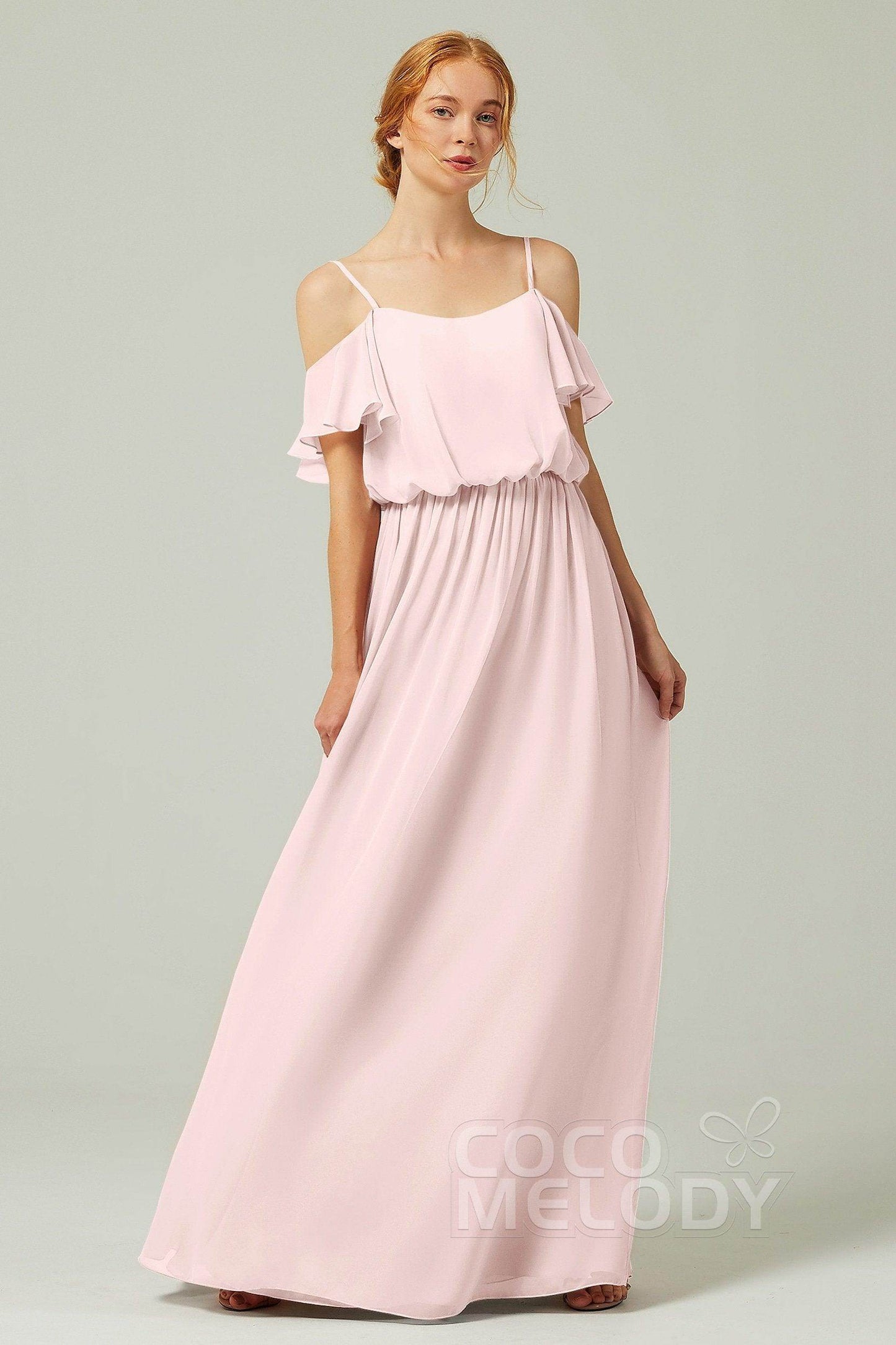 A-Line Floor Length Chiffon Bridesmaid Dress CB0300 - COCOMELODY