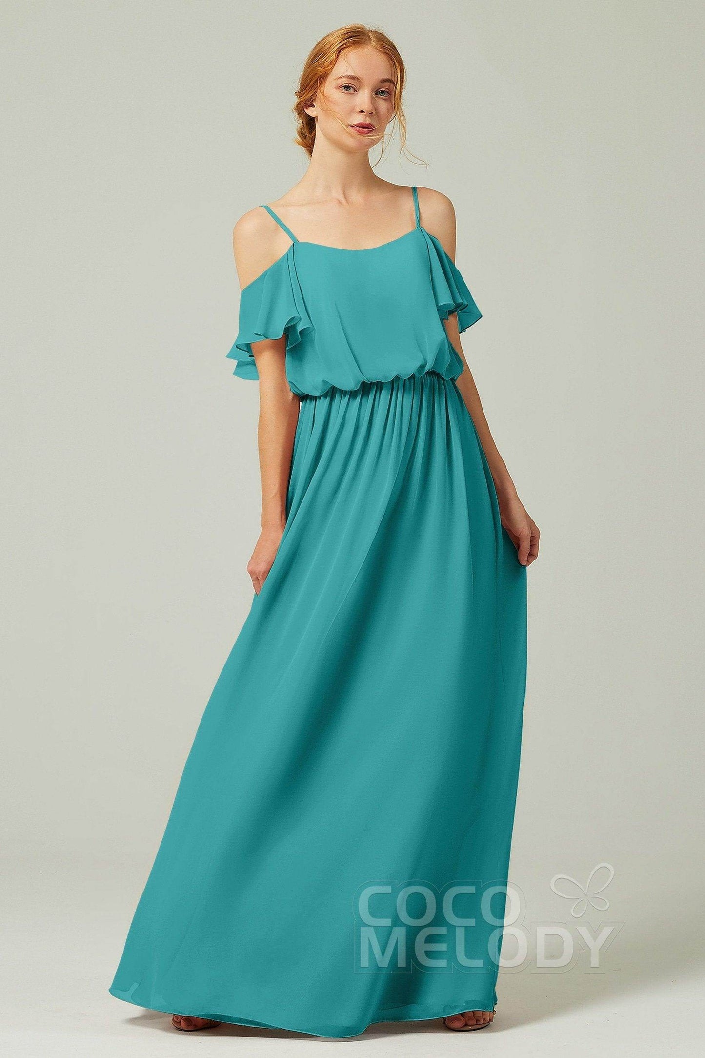 A-Line Floor Length Chiffon Bridesmaid Dress CB0300 - COCOMELODY