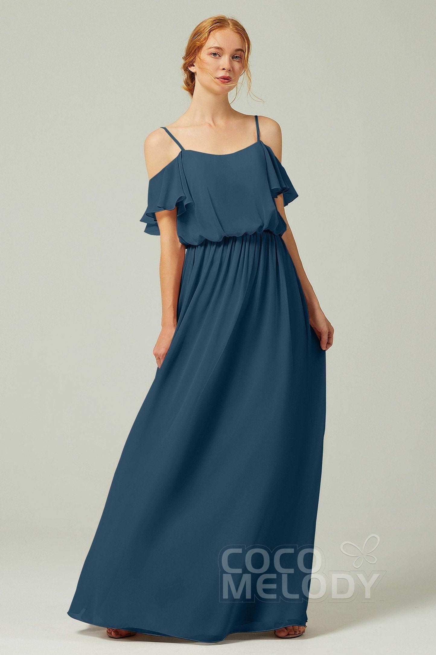 A-Line Floor Length Chiffon Bridesmaid Dress CB0300 - COCOMELODY