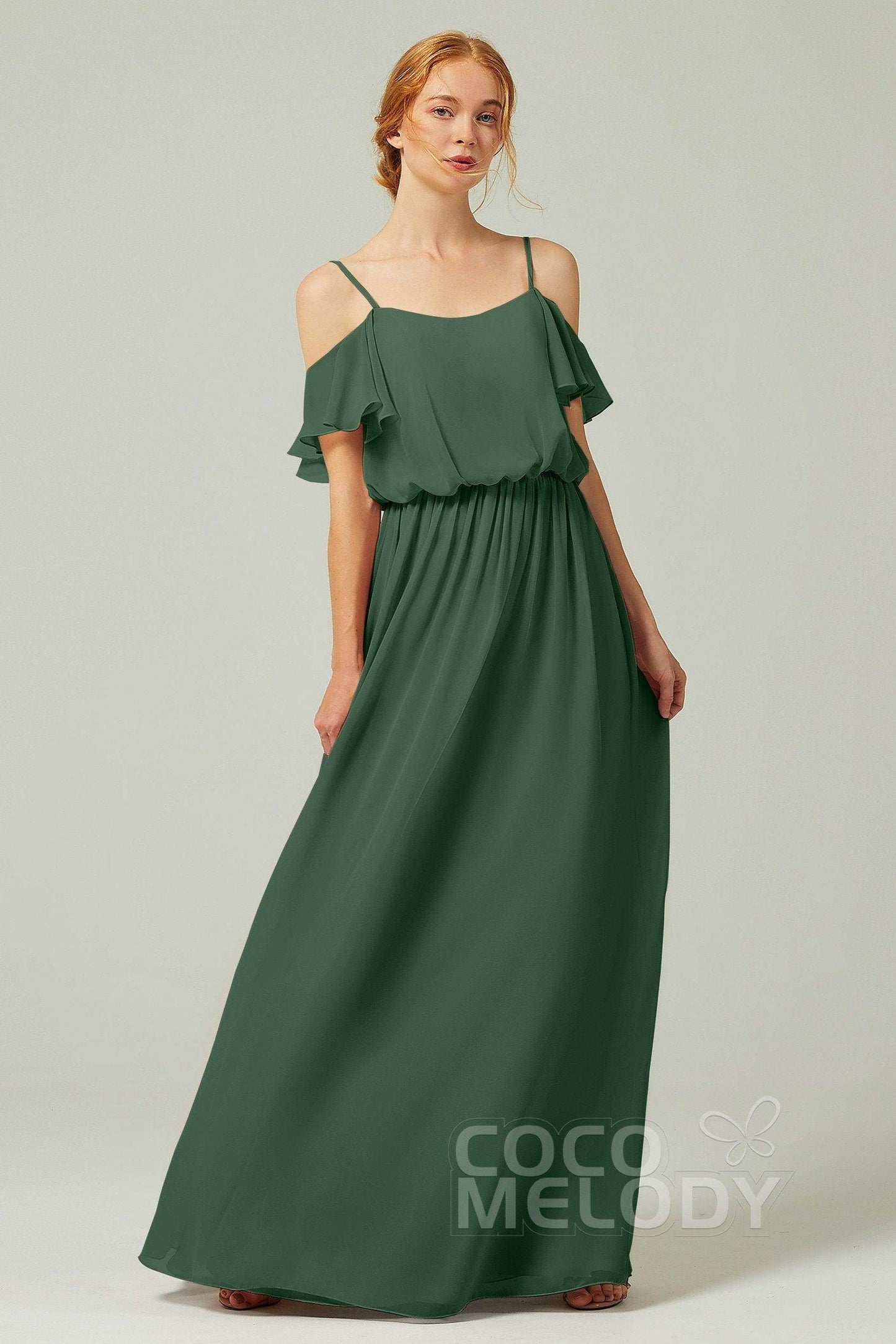 A-Line Floor Length Chiffon Bridesmaid Dress CB0300 - COCOMELODY