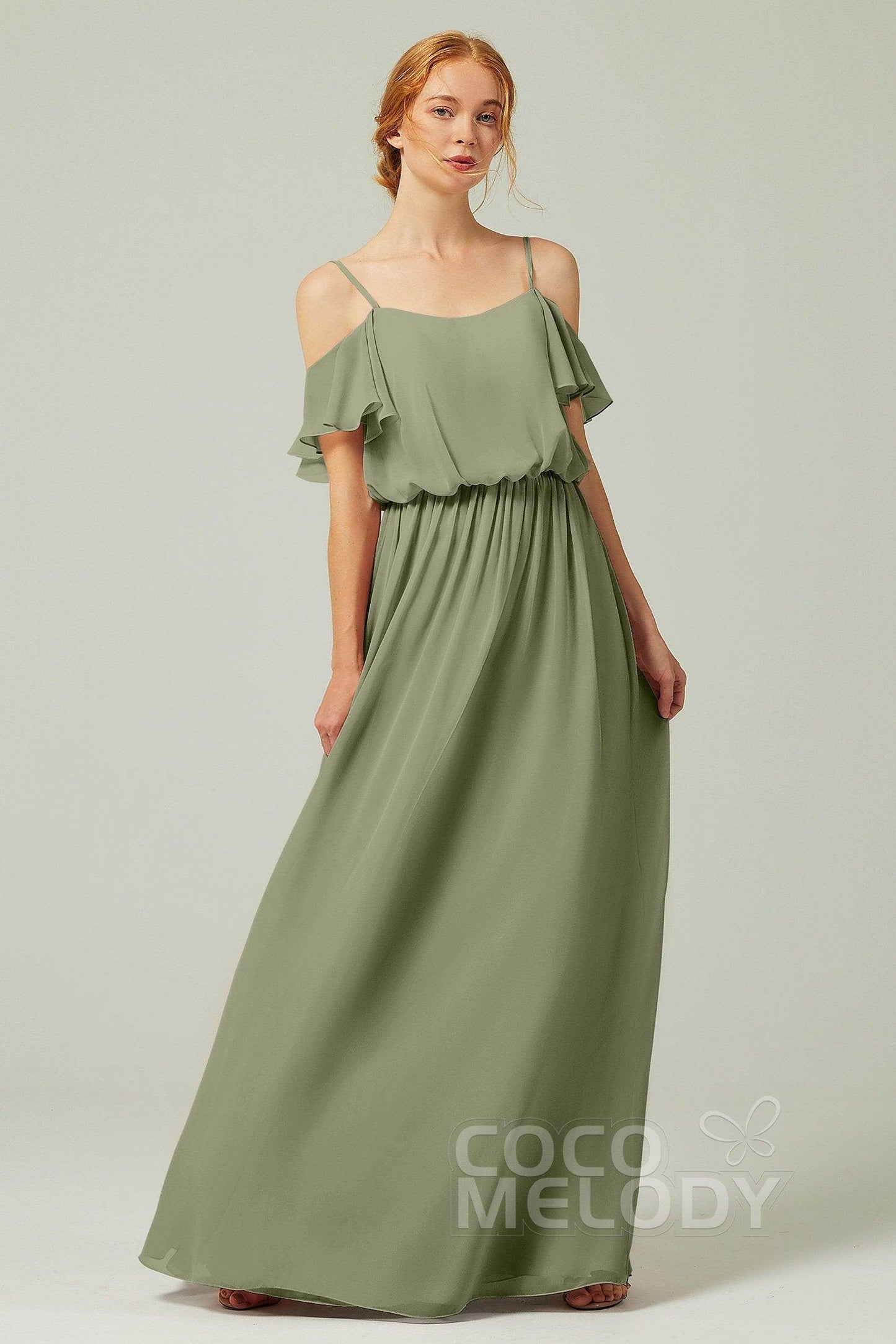 A-Line Floor Length Chiffon Bridesmaid Dress CB0300 - COCOMELODY