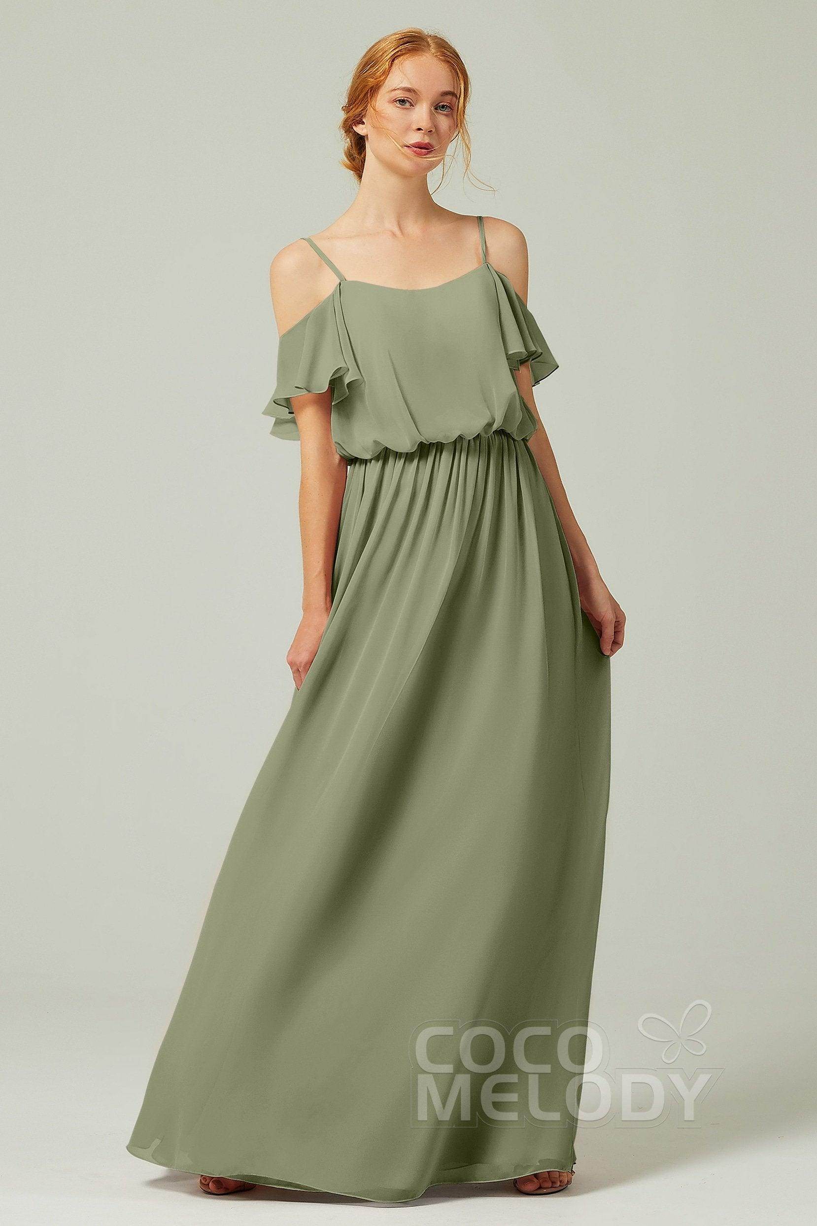 A-Line Floor Length Chiffon Bridesmaid Dress CB0300 - COCOMELODY