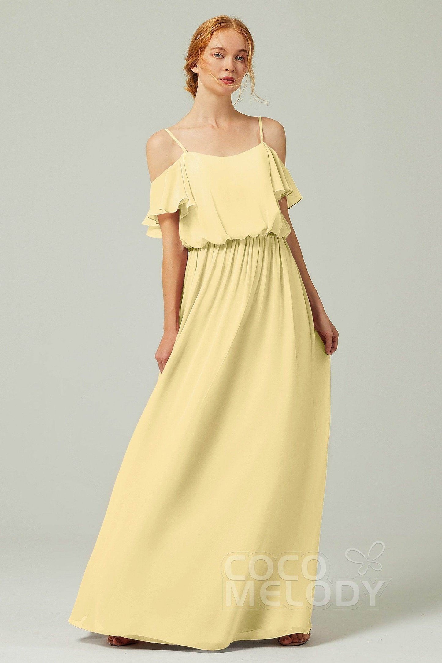 A-Line Floor Length Chiffon Bridesmaid Dress CB0300 - COCOMELODY