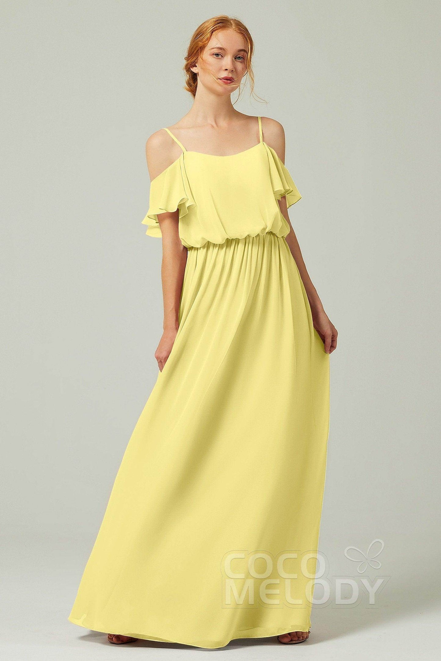 A-Line Floor Length Chiffon Bridesmaid Dress CB0300 - COCOMELODY