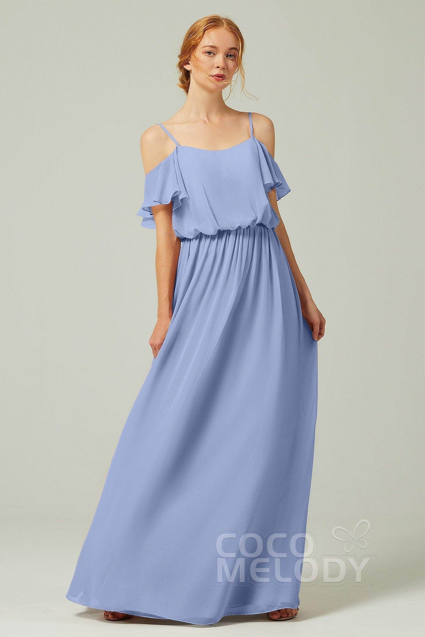 A-Line Floor Length Chiffon Bridesmaid Dress CB0300 - COCOMELODY