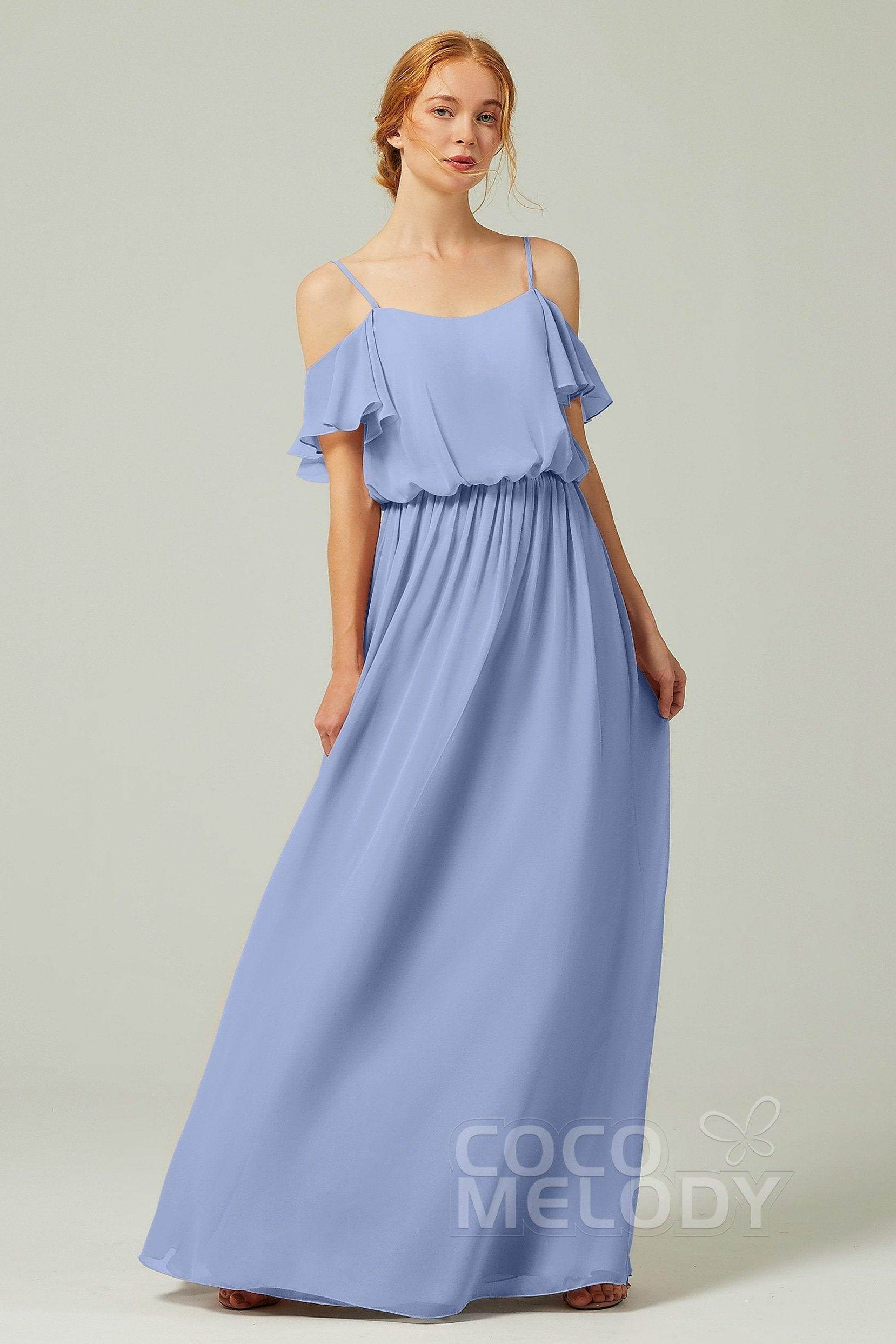A-Line Floor Length Chiffon Bridesmaid Dress CB0300 - COCOMELODY