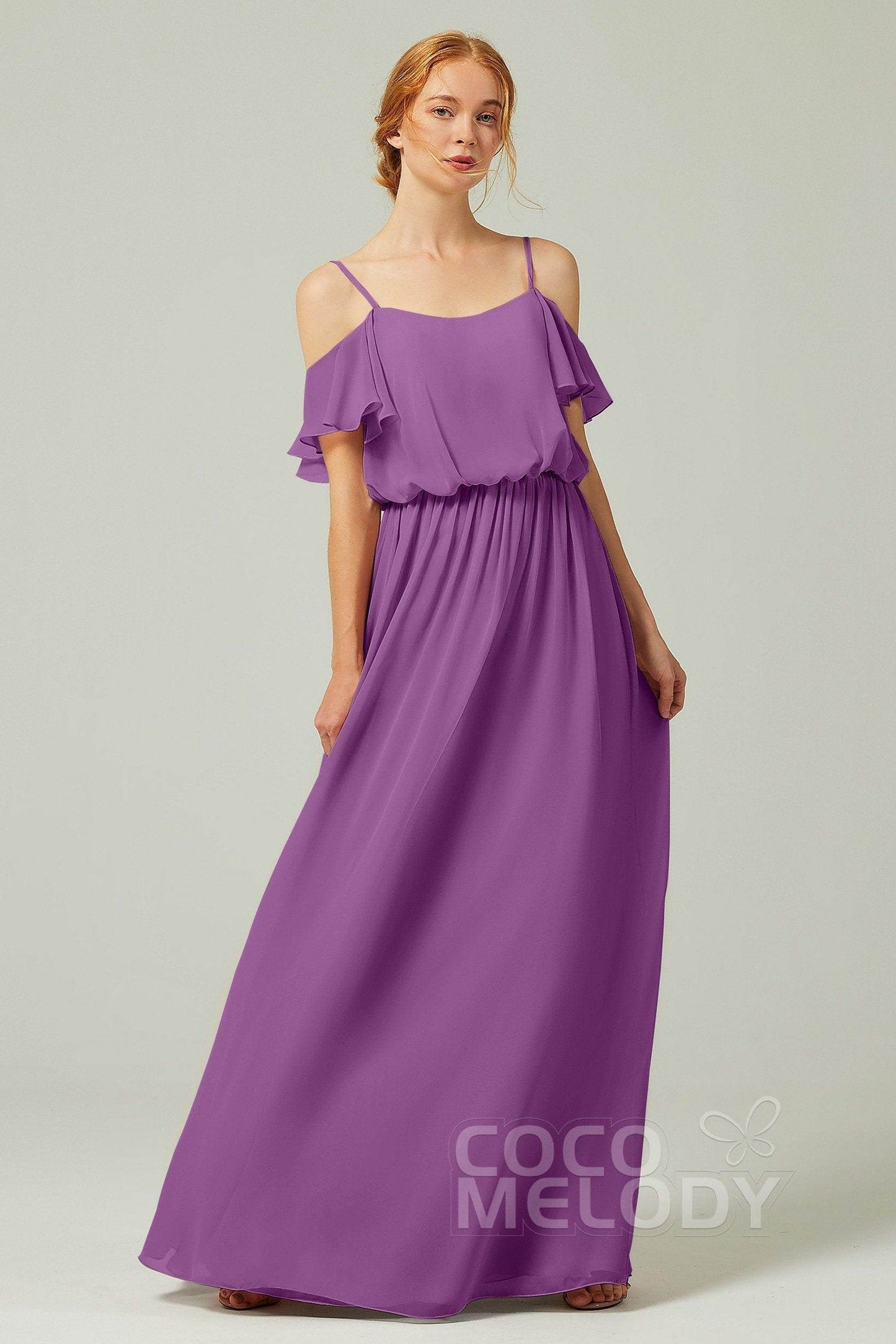 A-Line Floor Length Chiffon Bridesmaid Dress CB0300 - COCOMELODY