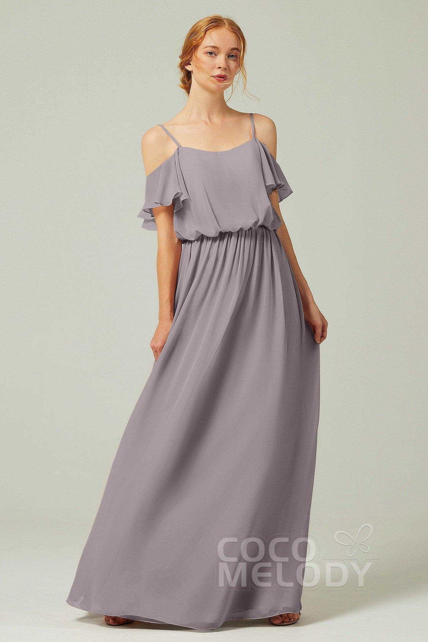A-Line Floor Length Chiffon Bridesmaid Dress CB0300 - COCOMELODY