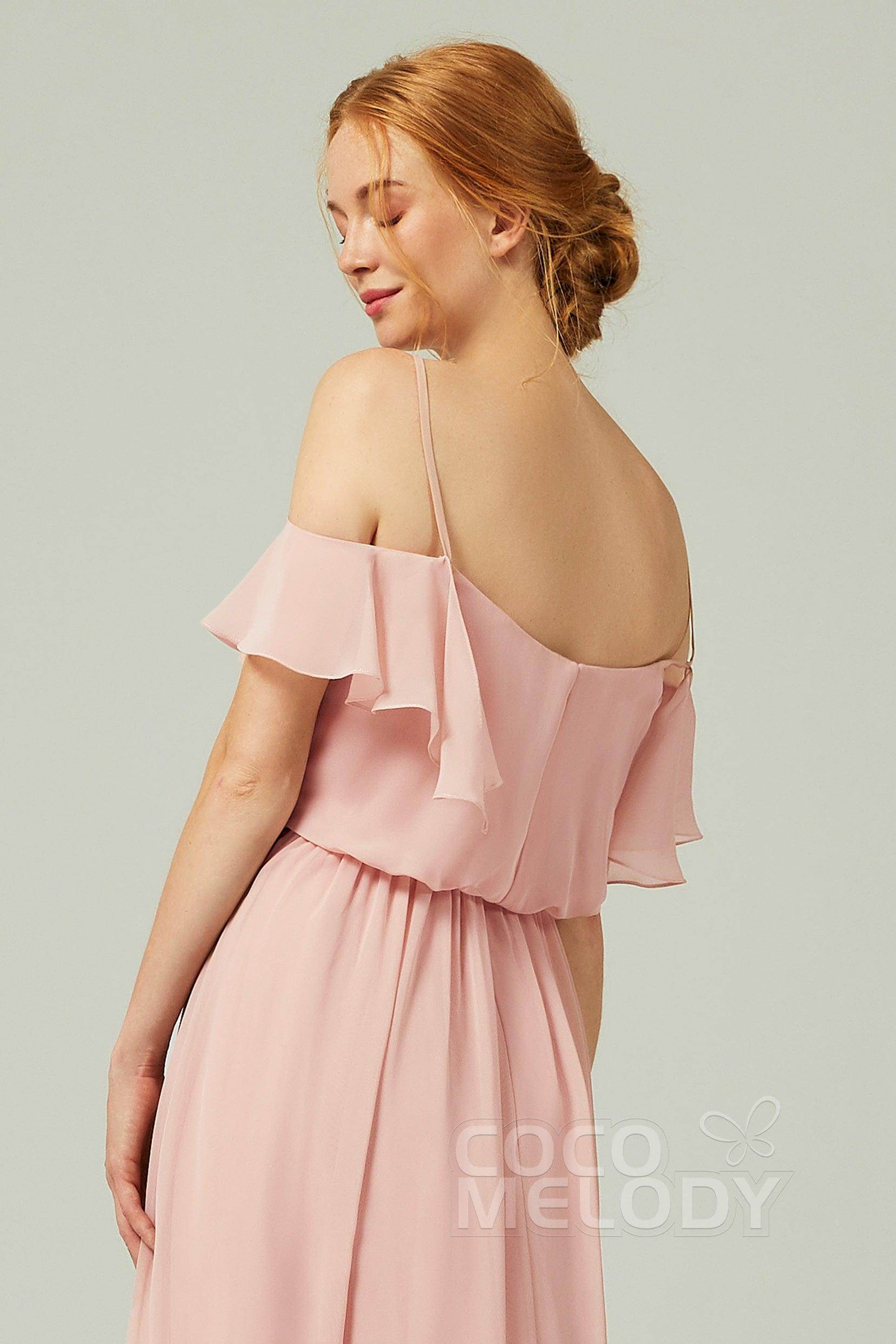 A-Line Floor Length Chiffon Bridesmaid Dress CB0300 - COCOMELODY