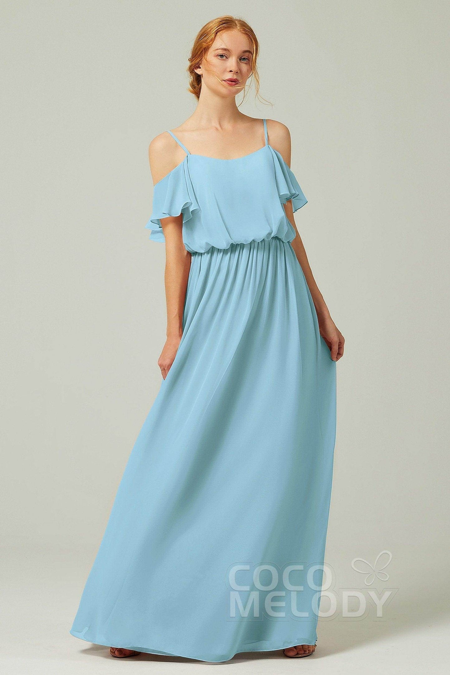 A-Line Floor Length Chiffon Bridesmaid Dress CB0300 - COCOMELODY