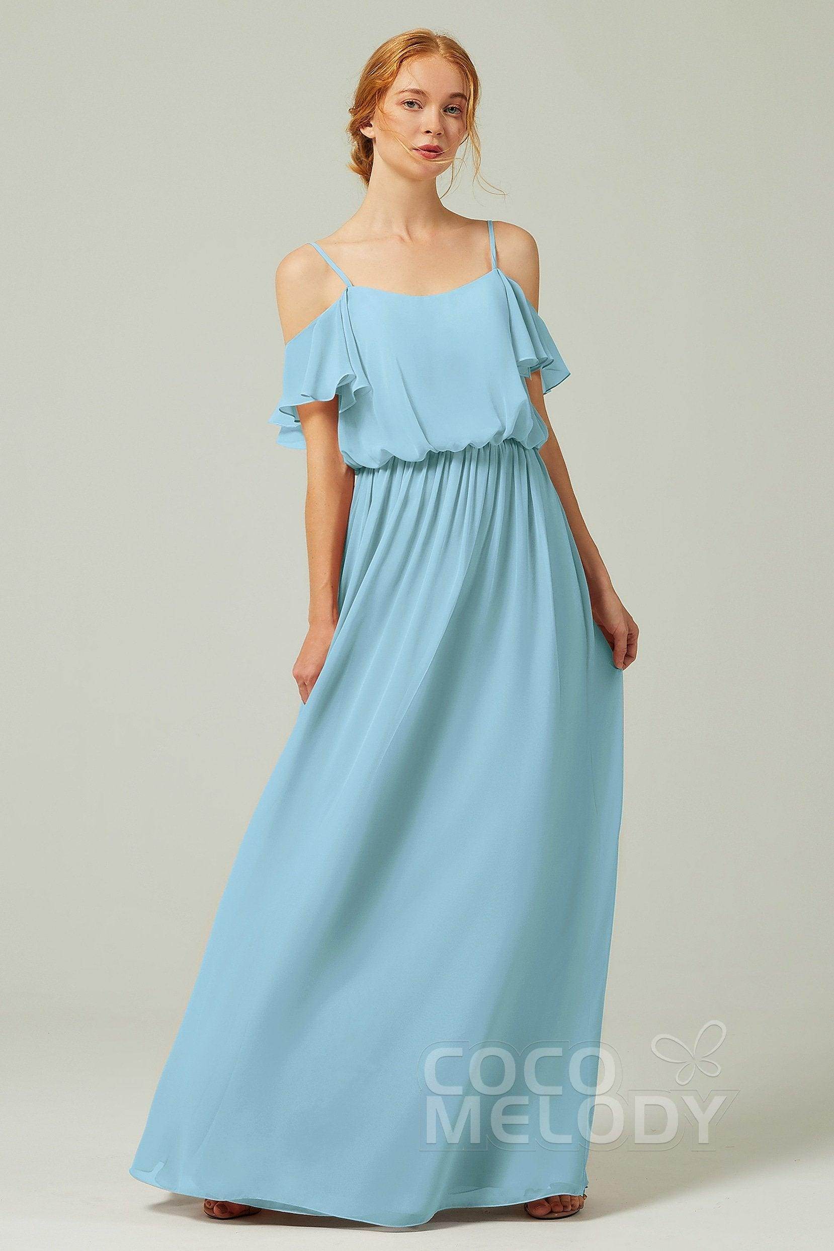 A-Line Floor Length Chiffon Bridesmaid Dress CB0300 - COCOMELODY