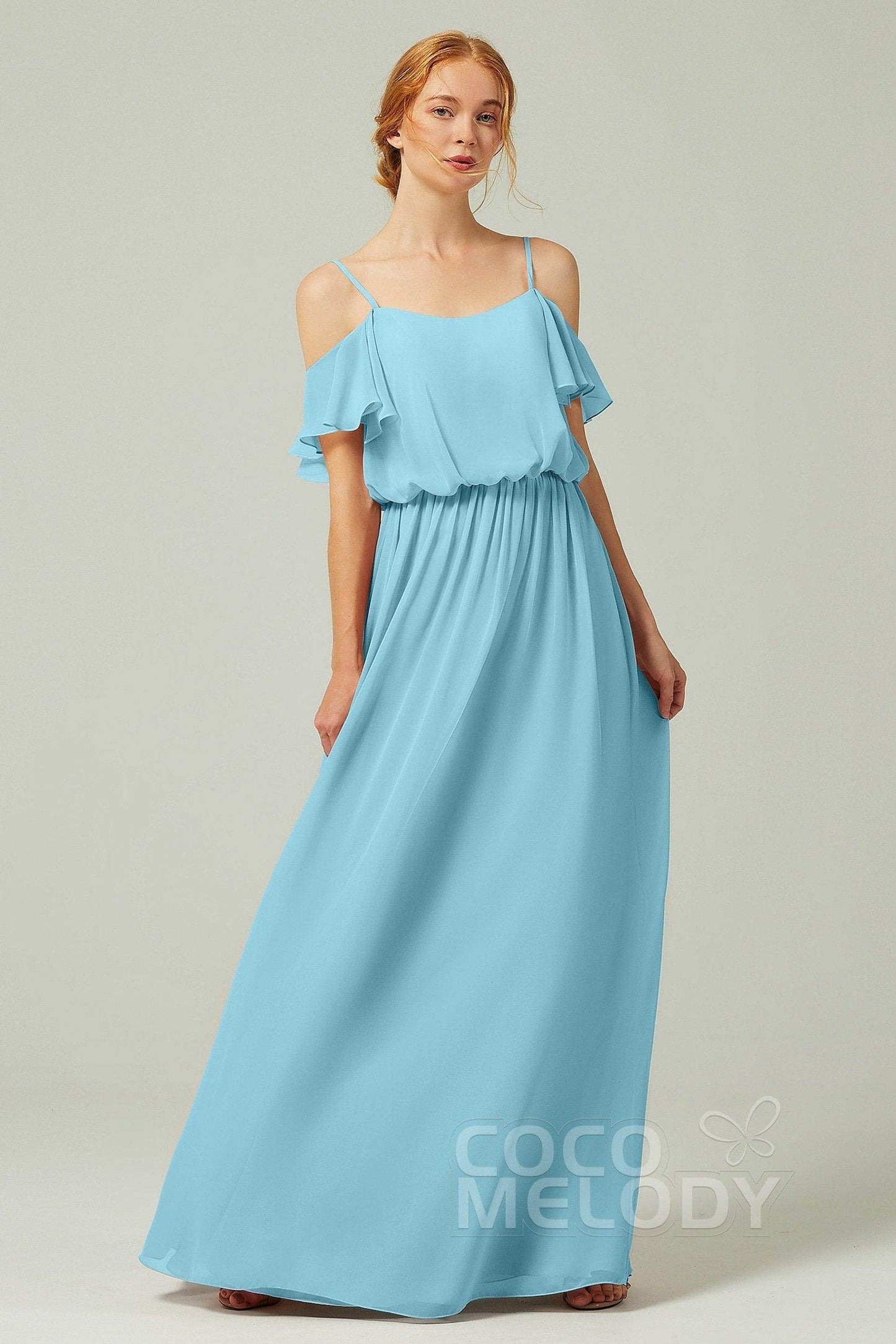 A-Line Floor Length Chiffon Bridesmaid Dress CB0300 - COCOMELODY