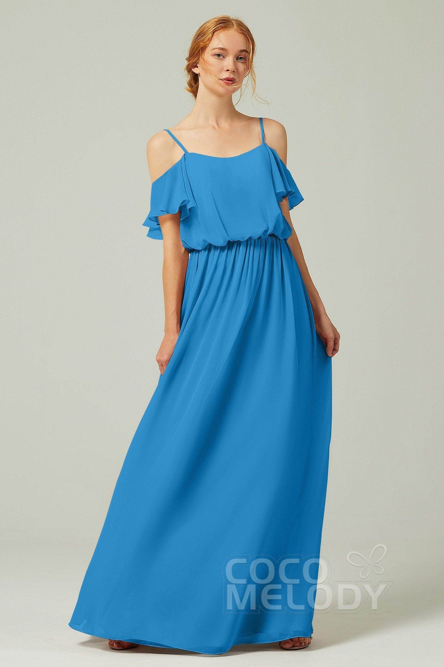 A-Line Floor Length Chiffon Bridesmaid Dress CB0300 - COCOMELODY