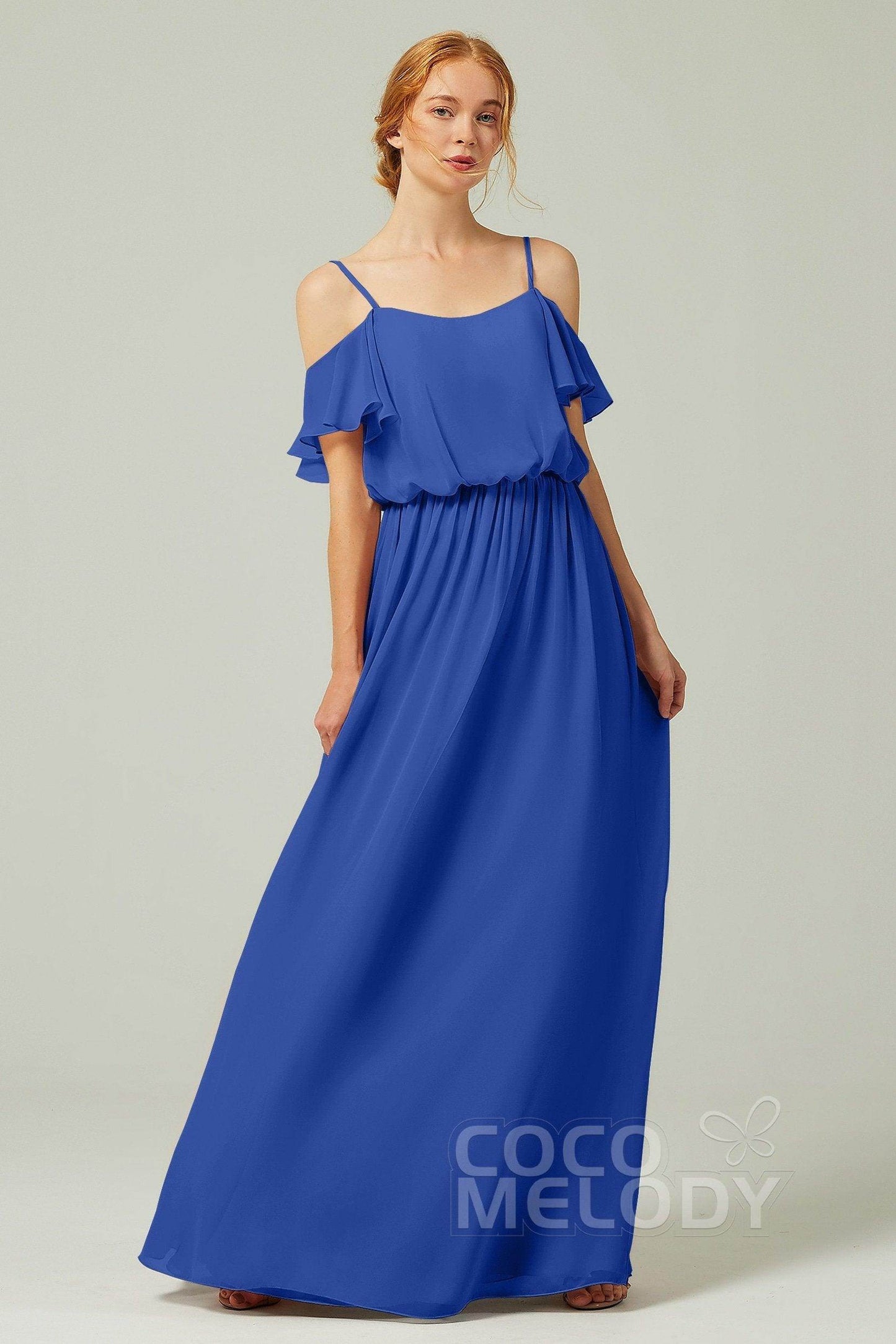 A-Line Floor Length Chiffon Bridesmaid Dress CB0300 - COCOMELODY