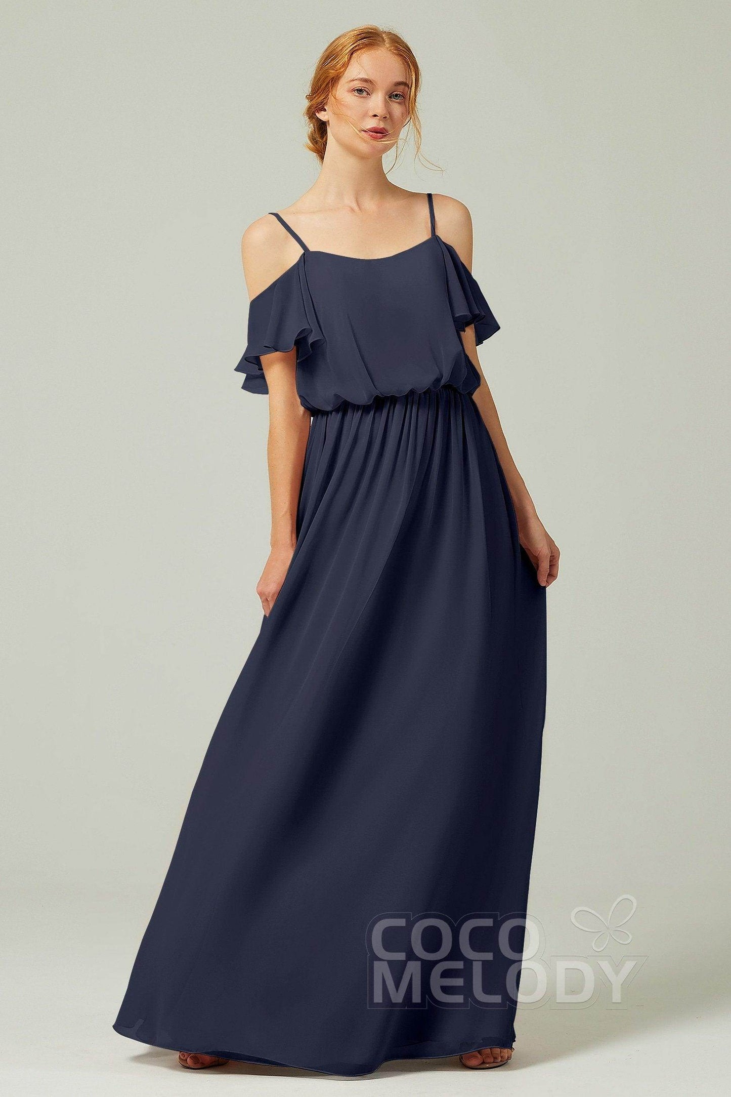 A-Line Floor Length Chiffon Bridesmaid Dress CB0300 - COCOMELODY