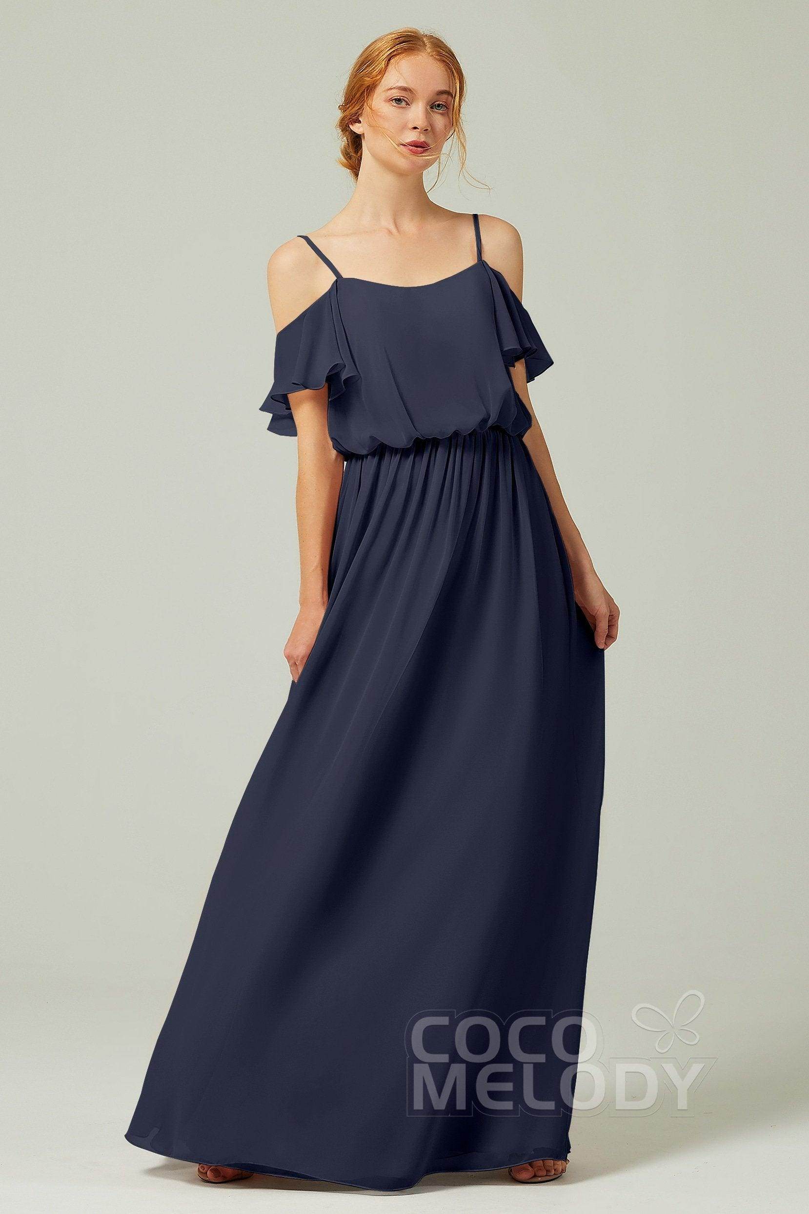 A-Line Floor Length Chiffon Bridesmaid Dress CB0300 - COCOMELODY