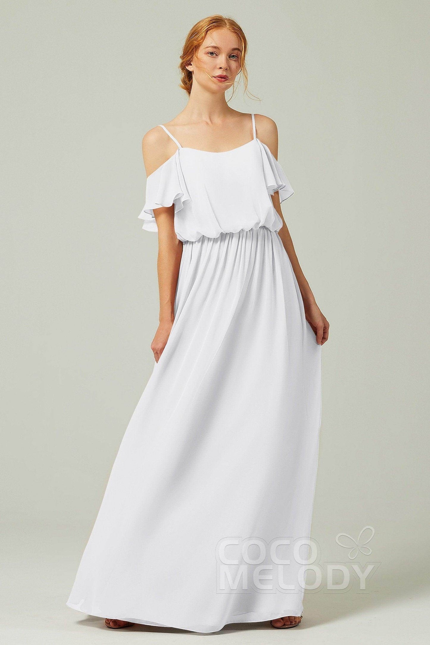 A-Line Floor Length Chiffon Bridesmaid Dress CB0300 - COCOMELODY