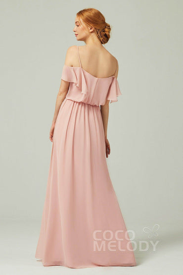 A-Line Floor Length Chiffon Bridesmaid Dress CB0300 - COCOMELODY