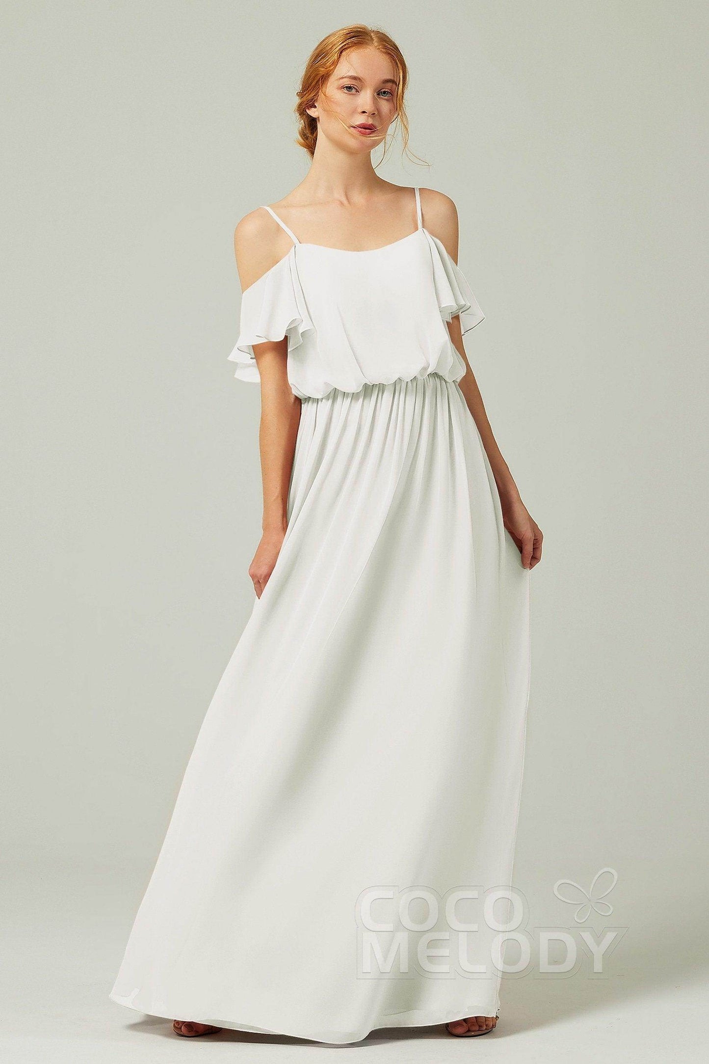 A-Line Floor Length Chiffon Bridesmaid Dress CB0300 - COCOMELODY