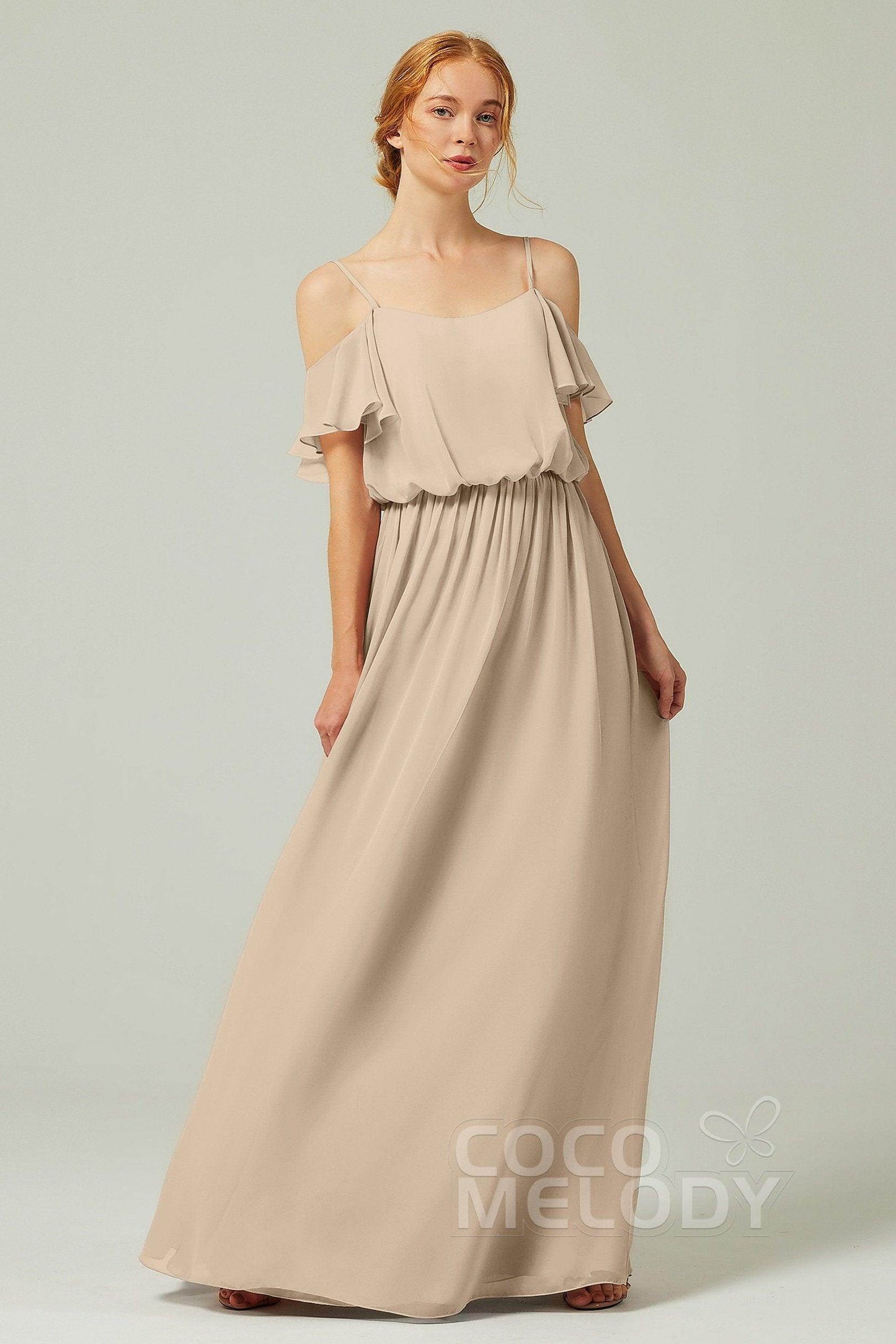 A-Line Floor Length Chiffon Bridesmaid Dress CB0300 - COCOMELODY