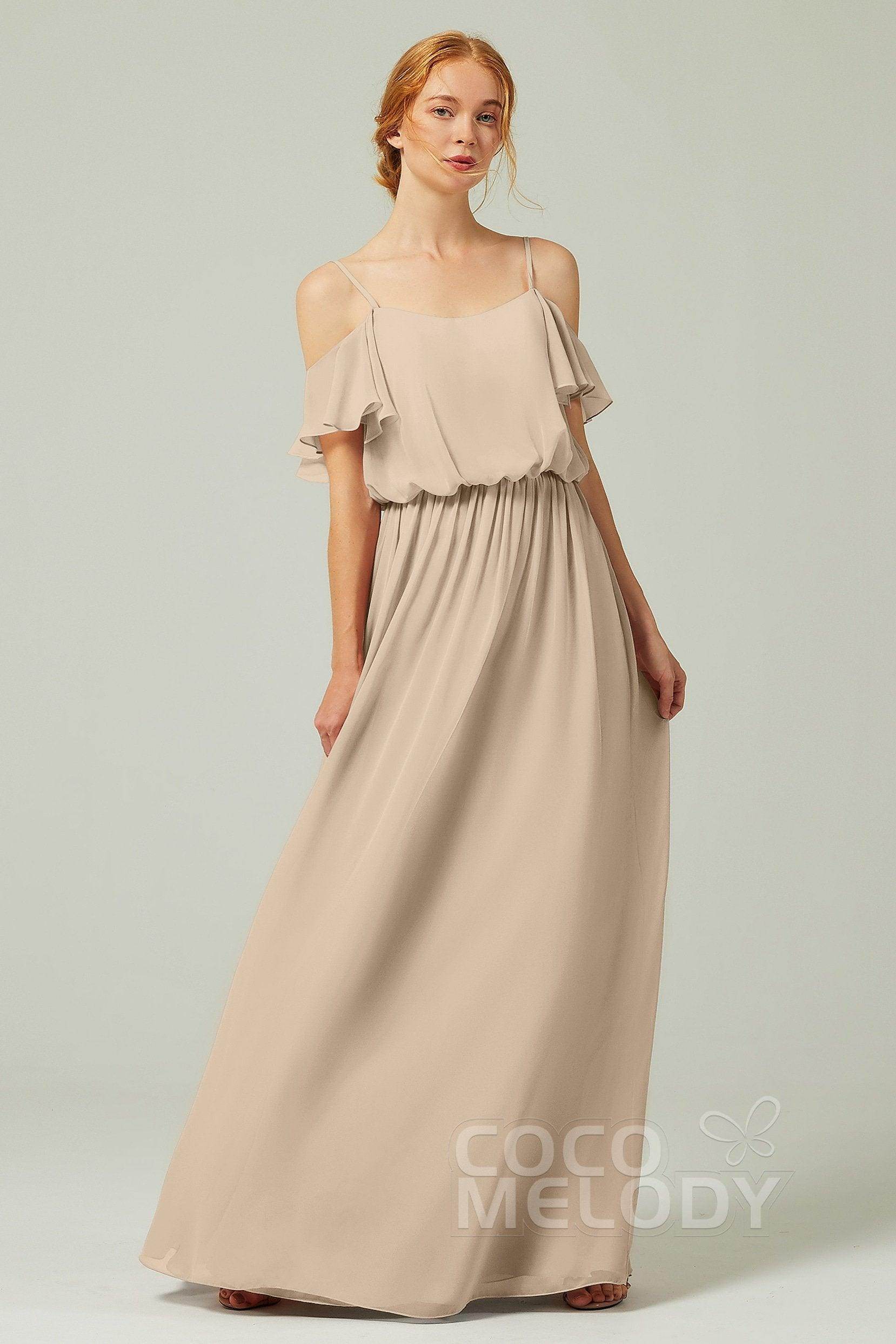 A-Line Floor Length Chiffon Bridesmaid Dress CB0300 - COCOMELODY
