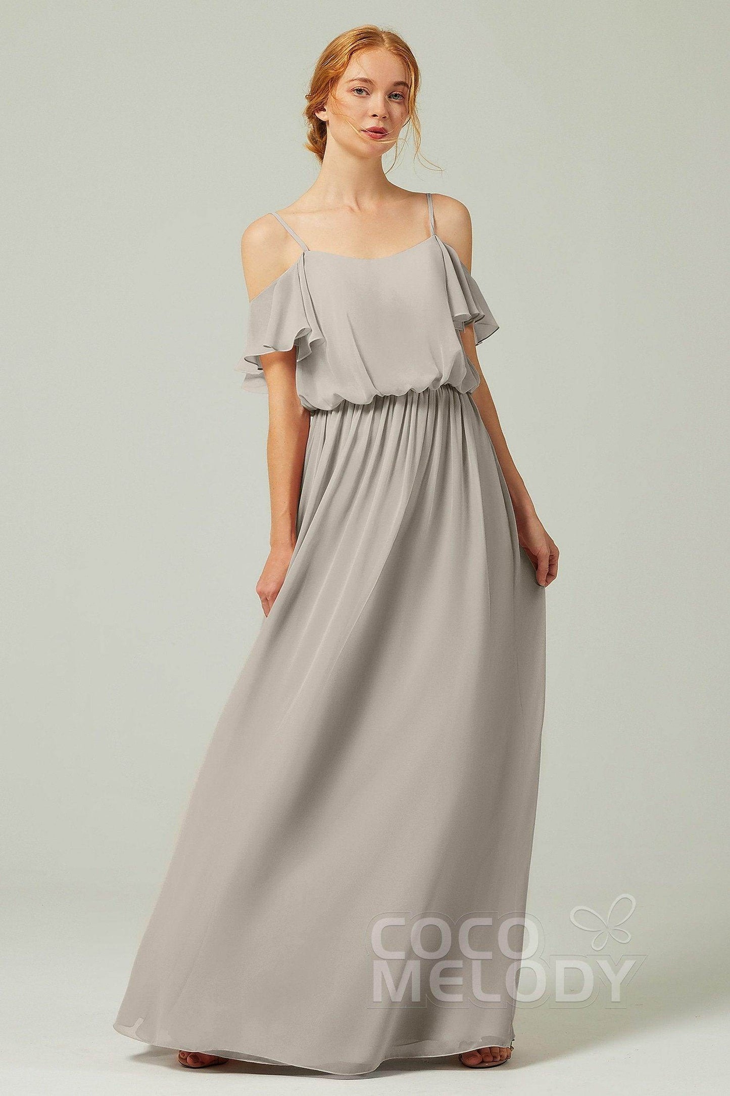 A-Line Floor Length Chiffon Bridesmaid Dress CB0300 - COCOMELODY