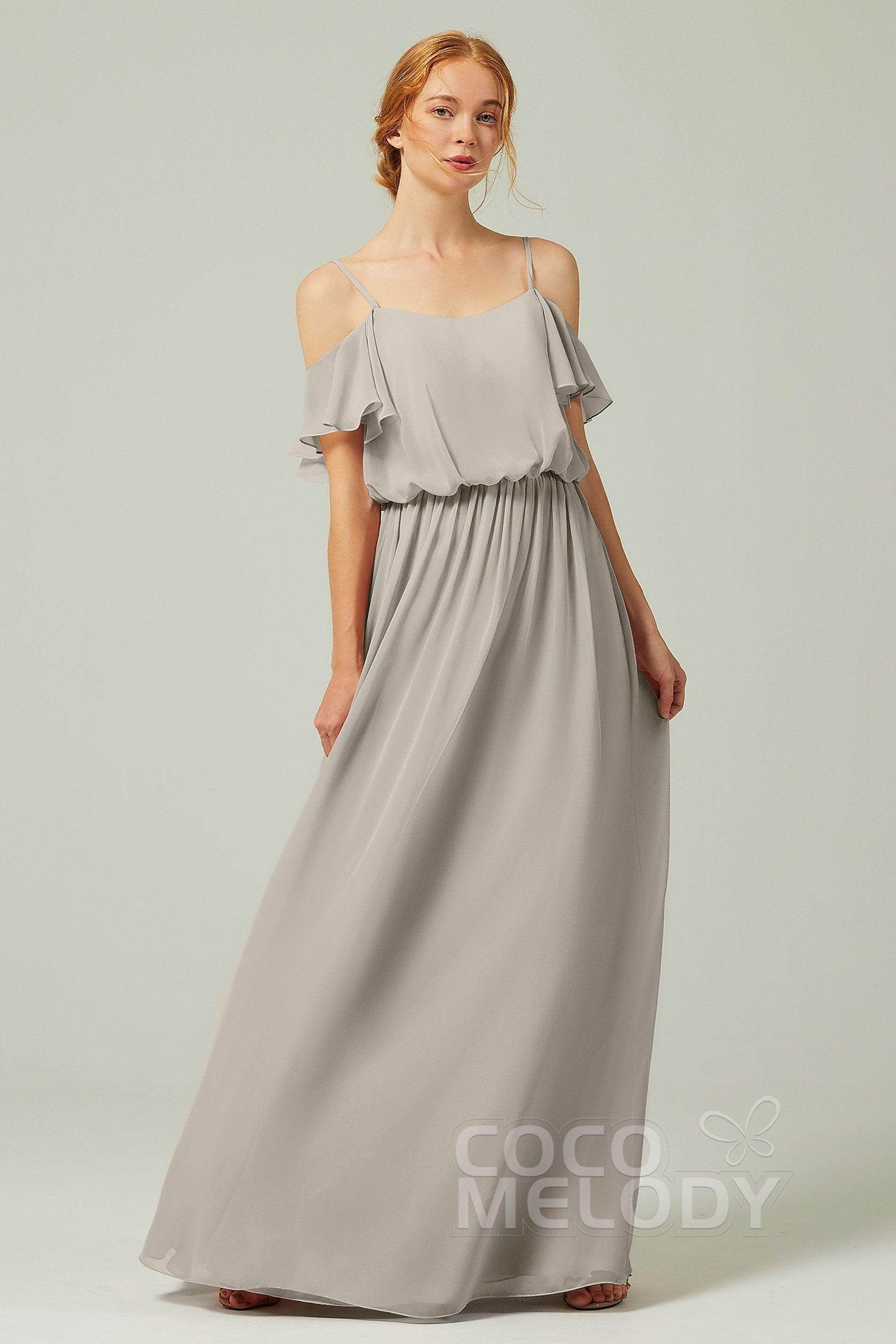 A-Line Floor Length Chiffon Bridesmaid Dress CB0300 - COCOMELODY