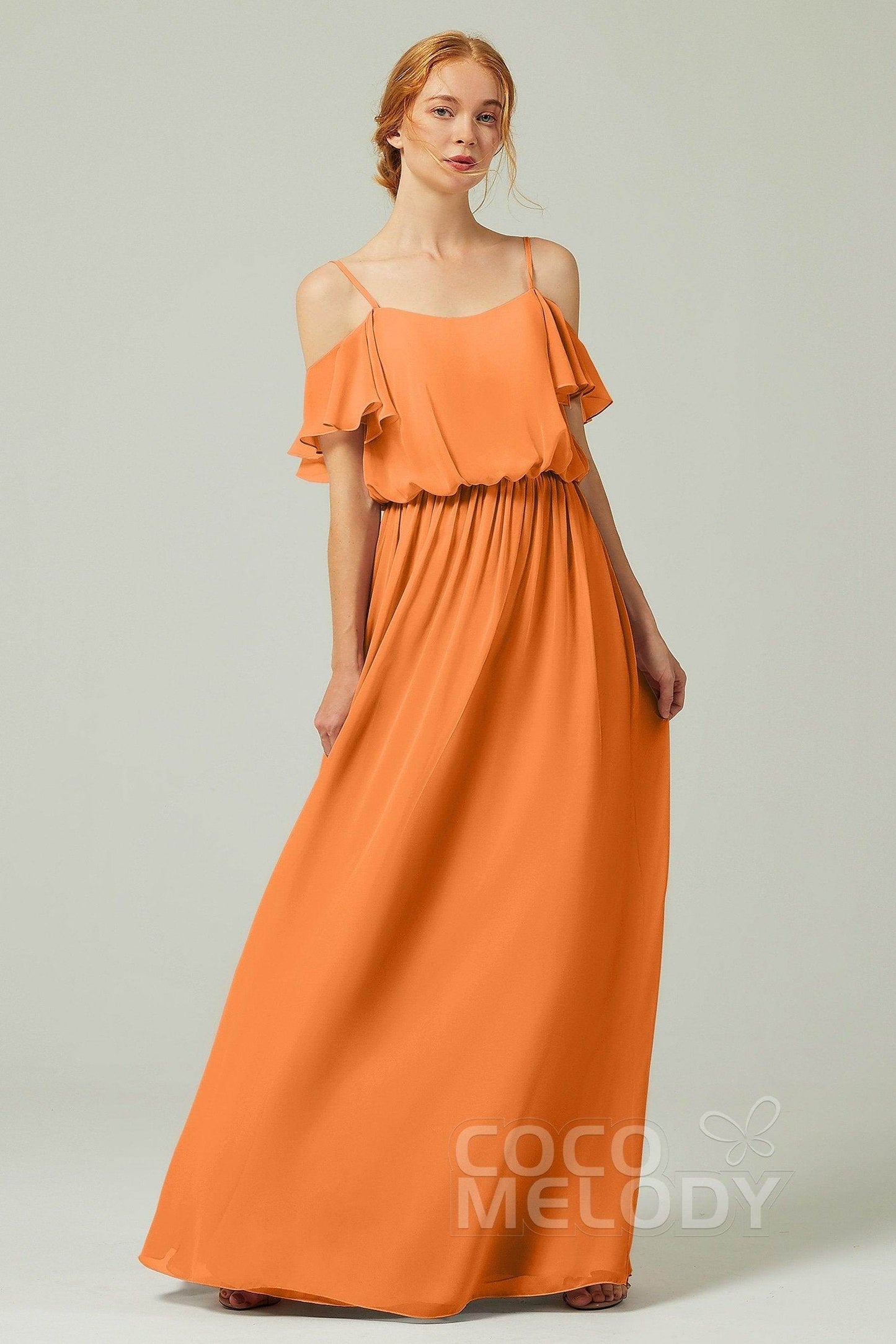 A-Line Floor Length Chiffon Bridesmaid Dress CB0300 - COCOMELODY