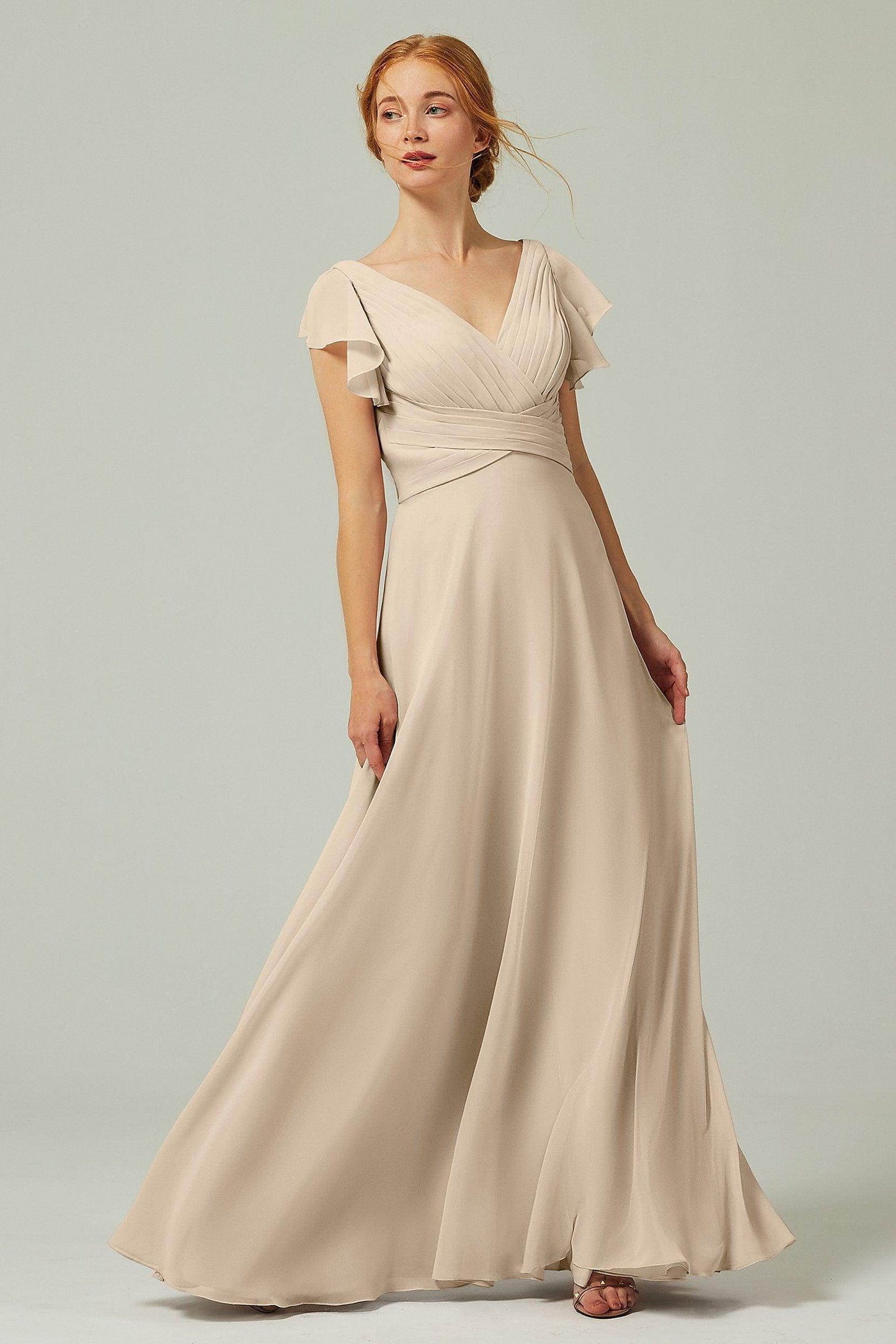 A-Line Floor Length Chiffon Bridesmaid Dress CB0302PS - COCOMELODY