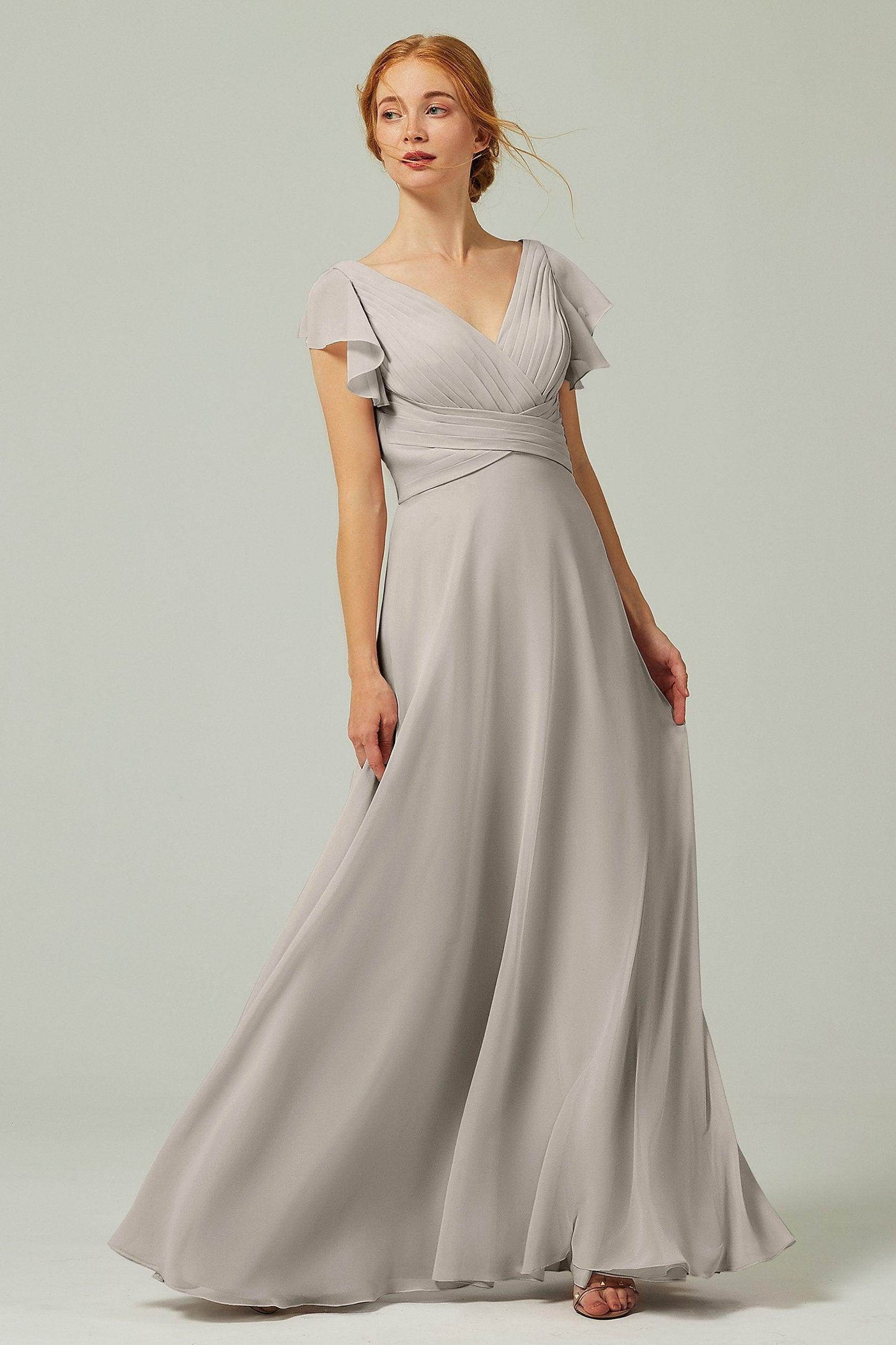 A-Line Floor Length Chiffon Bridesmaid Dress CB0302PS - COCOMELODY