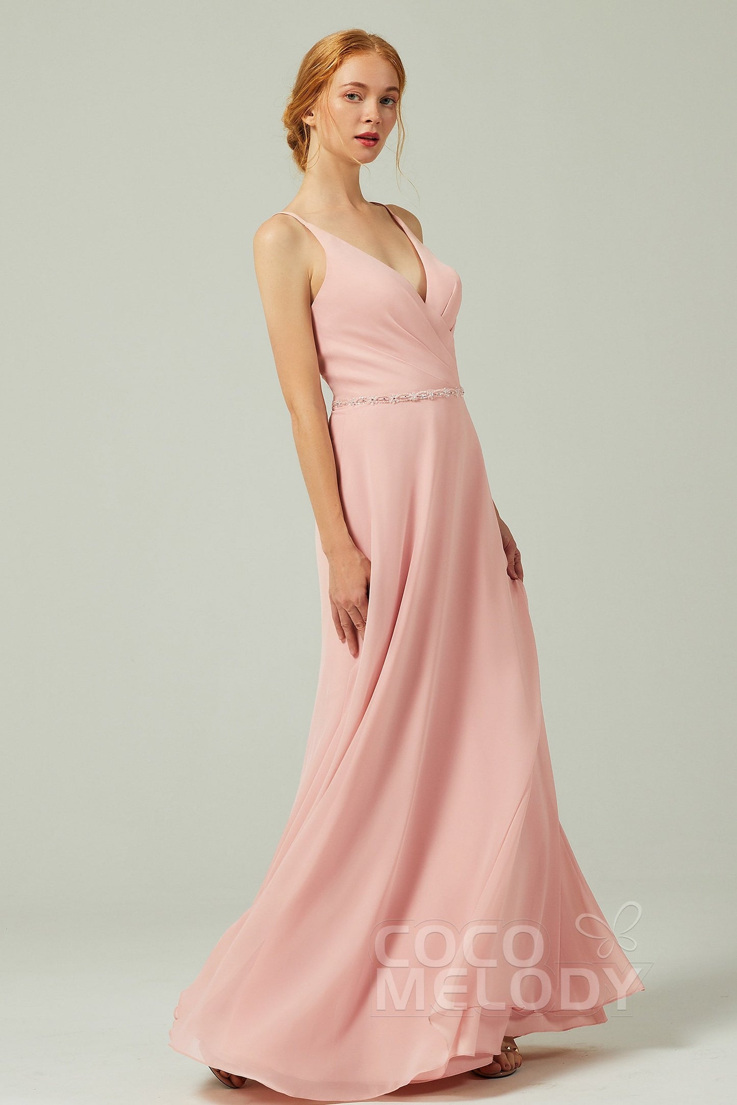 A-Line Floor Length Chiffon Bridesmaid Dress CB0303