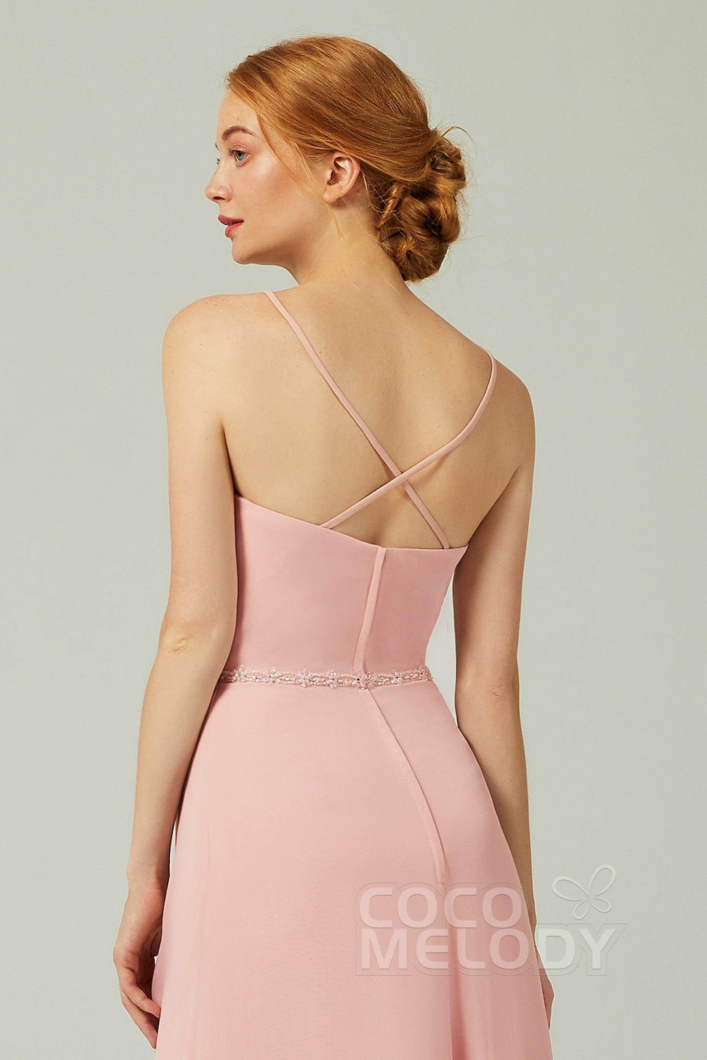 A-Line Floor Length Chiffon Bridesmaid Dress CB0303 - COCOMELODY