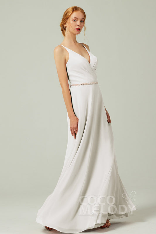 A-Line Floor Length Chiffon Bridesmaid Dress CB0303