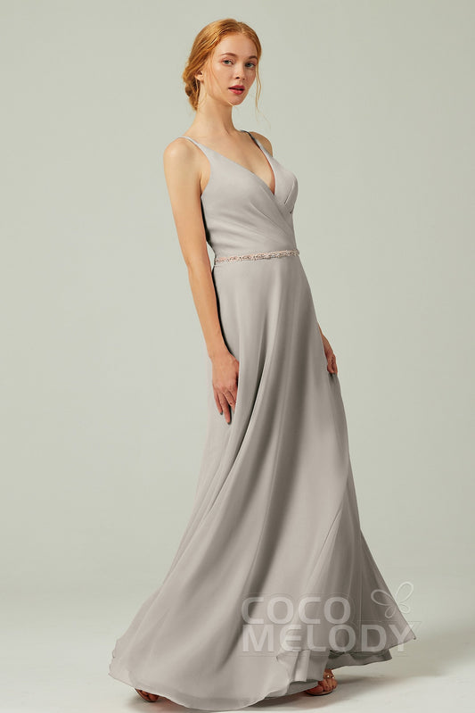 A-Line Floor Length Chiffon Bridesmaid Dress CB0303