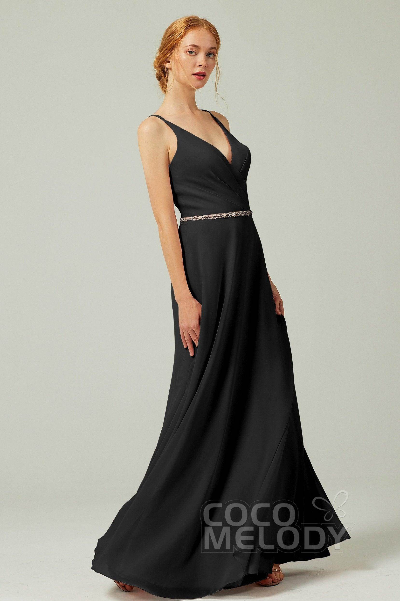 A-Line Floor Length Chiffon Bridesmaid Dress CB0303 - COCOMELODY