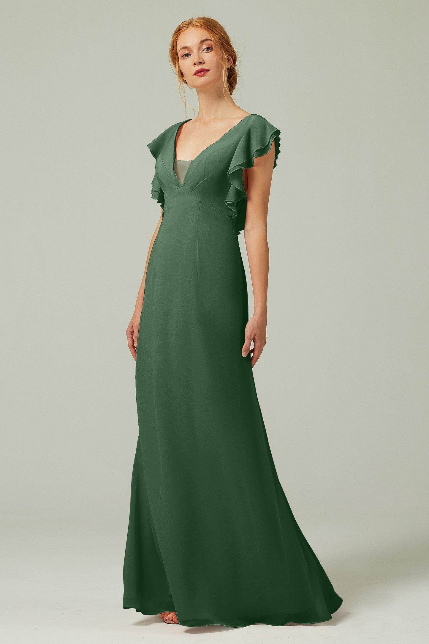 Sheath-Column Floor Length Chiffon Bridesmaid Dress CB0304 - COCOMELODY
