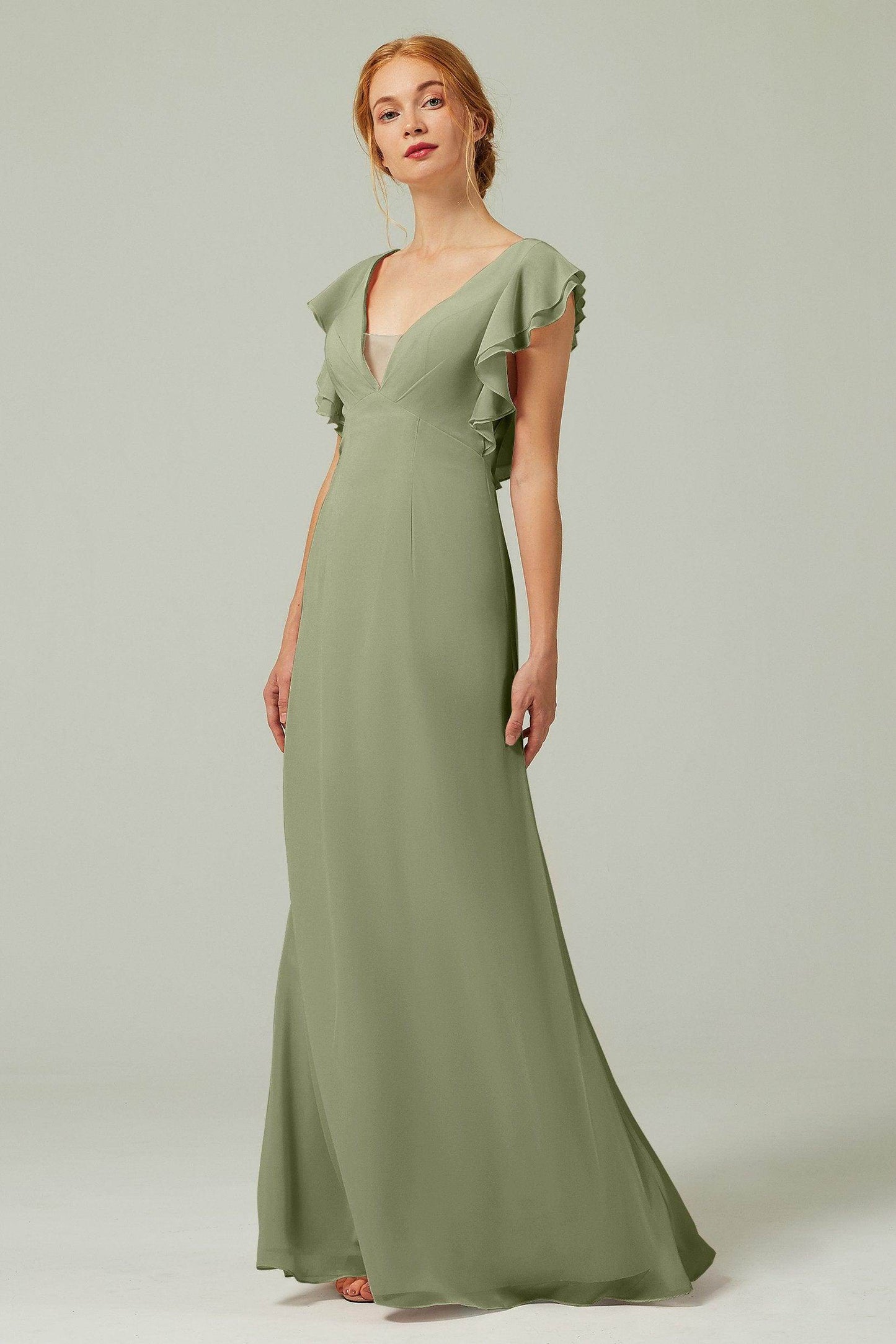Sheath-Column Floor Length Chiffon Bridesmaid Dress CB0304 - COCOMELODY