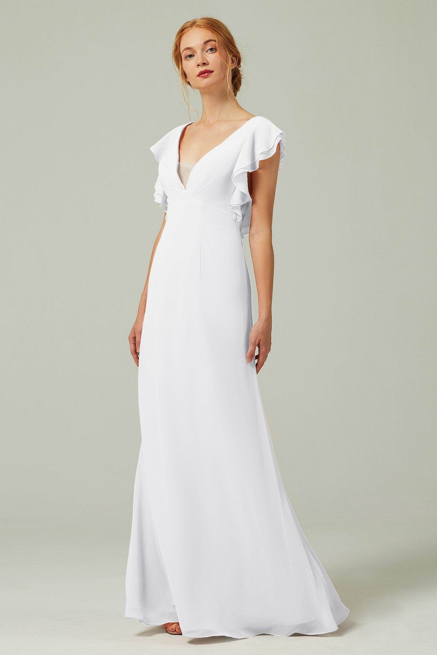 Sheath-Column Floor Length Chiffon Bridesmaid Dress CB0304 - COCOMELODY