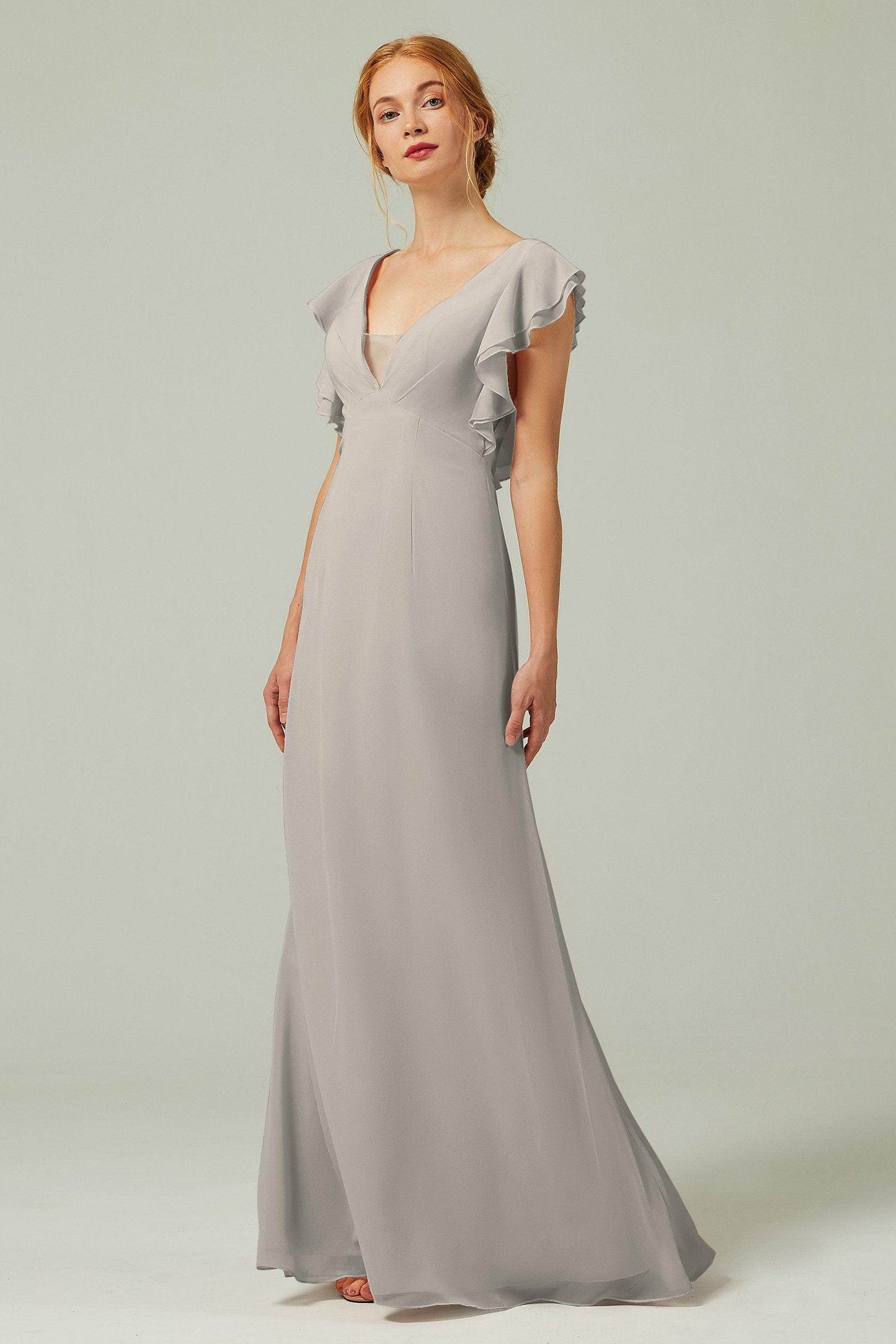 Sheath-Column Floor Length Chiffon Bridesmaid Dress CB0304 - COCOMELODY