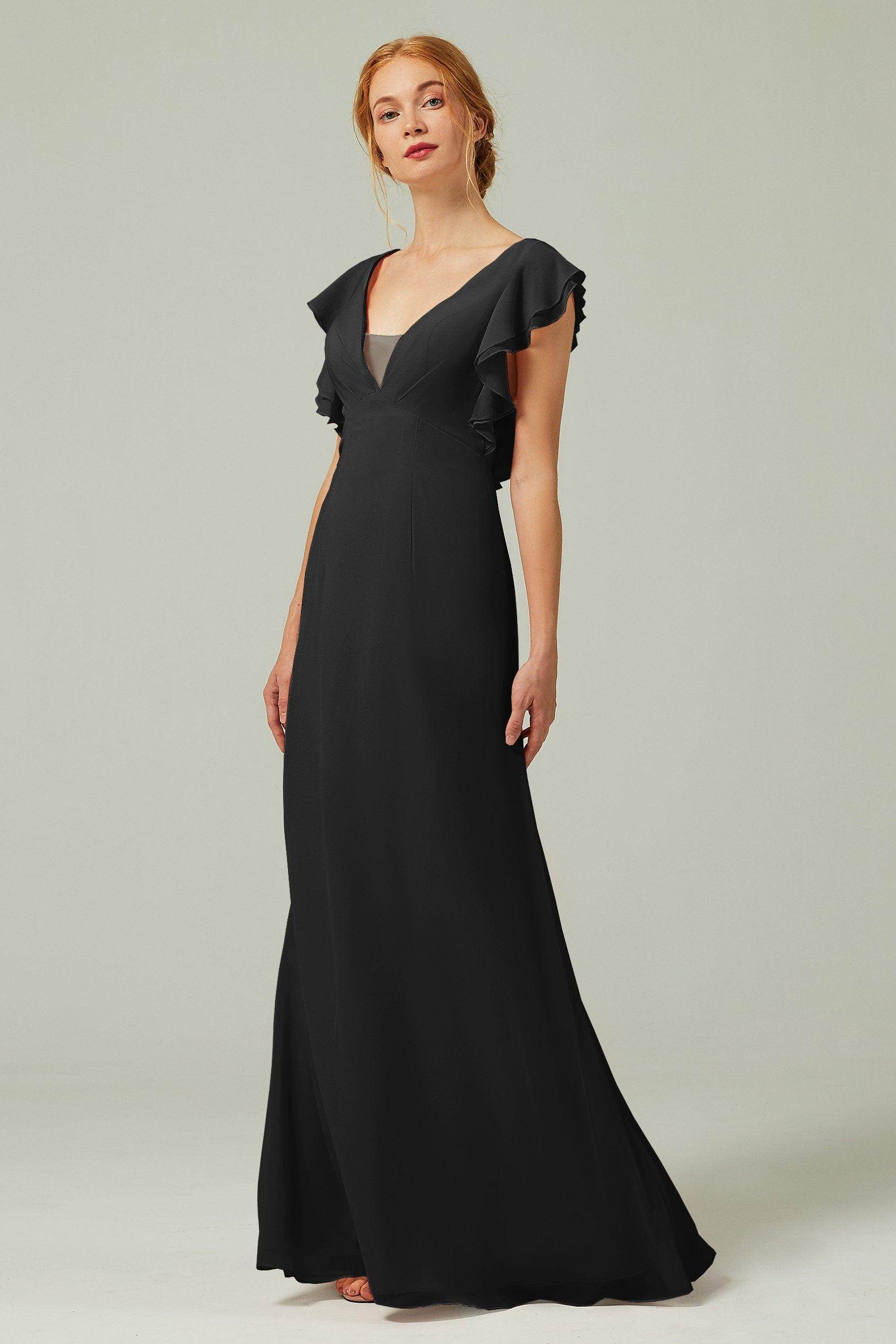 Sheath-Column Floor Length Chiffon Bridesmaid Dress CB0304 - COCOMELODY