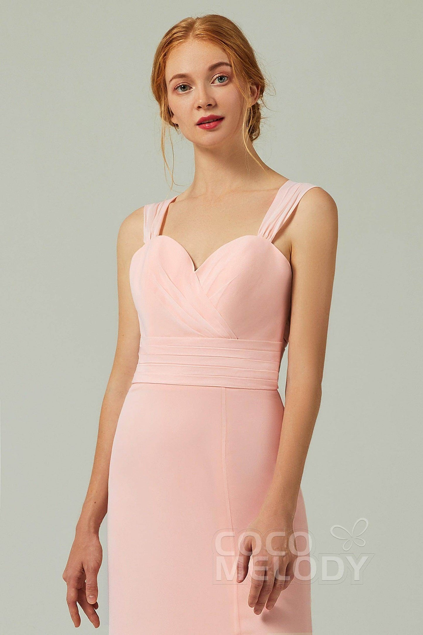 Sheath-Column Floor Length Chiffon Bridesmaid Dress CB0305 - COCOMELODY