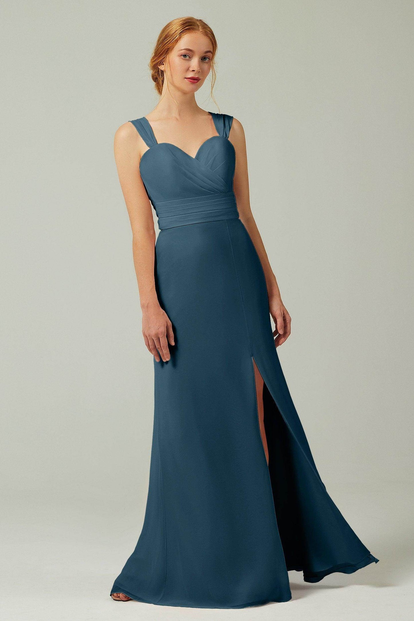 Sheath-Column Floor Length Chiffon Bridesmaid Dress CB0305 - COCOMELODY