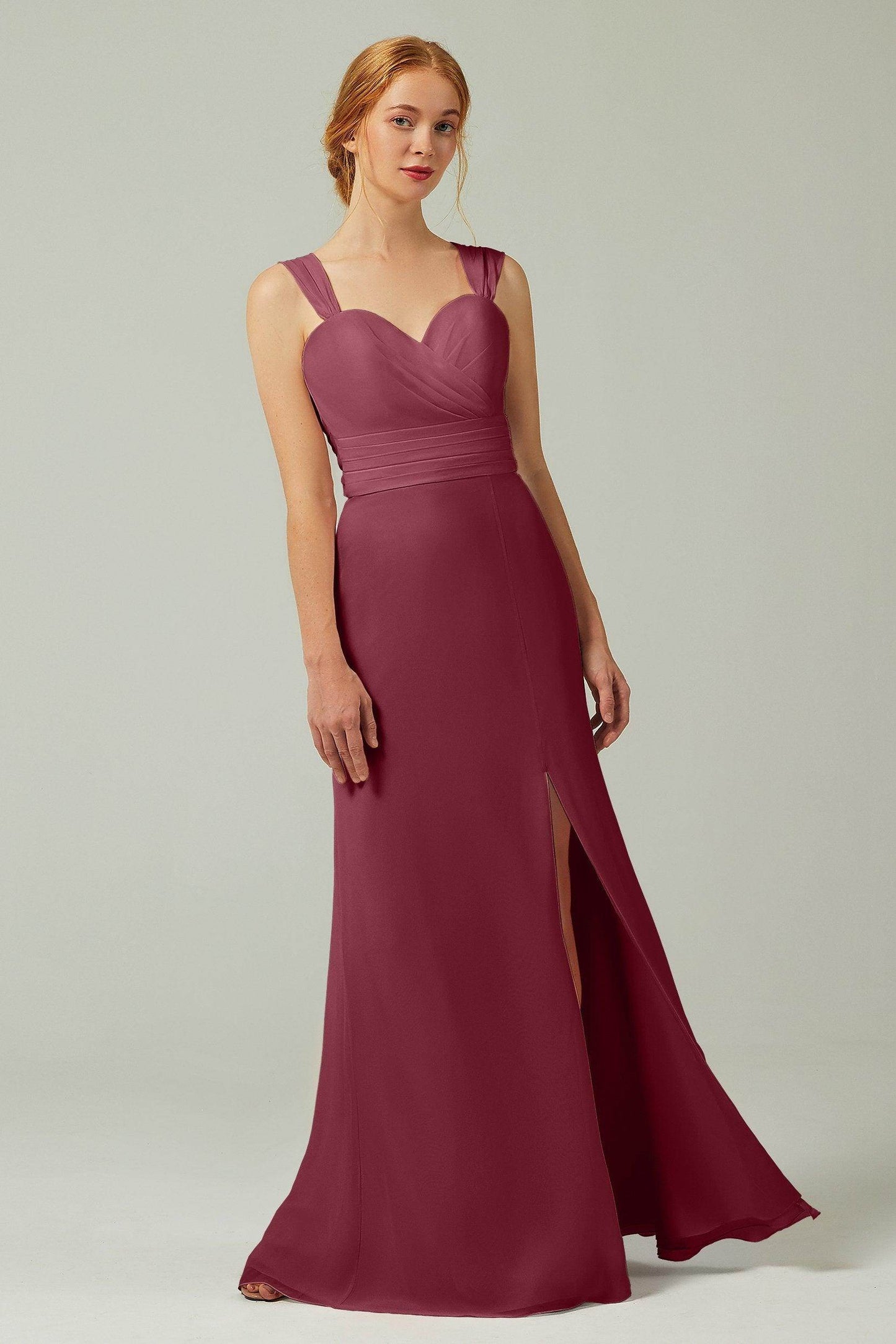 Sheath-Column Floor Length Chiffon Bridesmaid Dress CB0305 - COCOMELODY